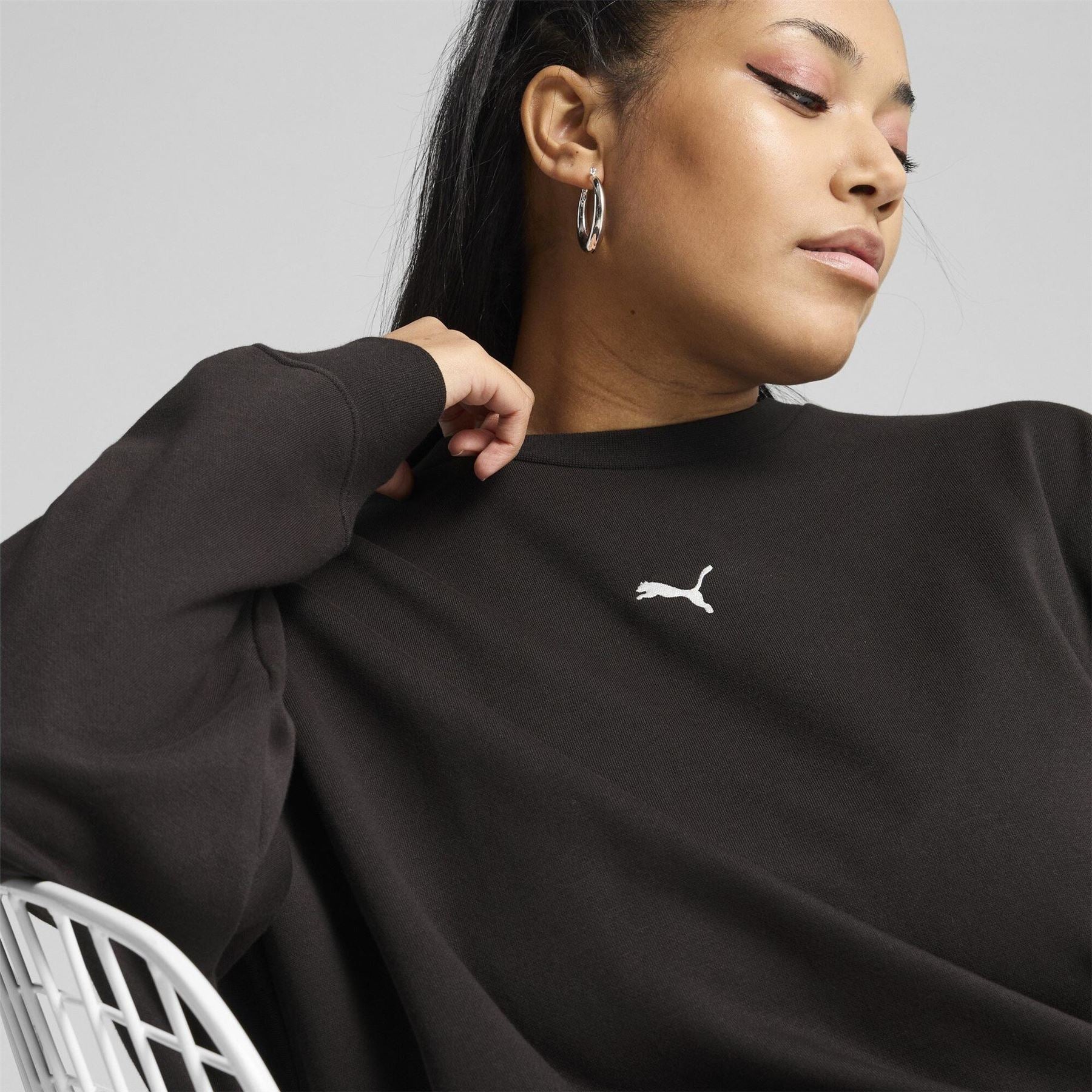 Puma Womens Ess Oversized Crew Fl Sweatshirt