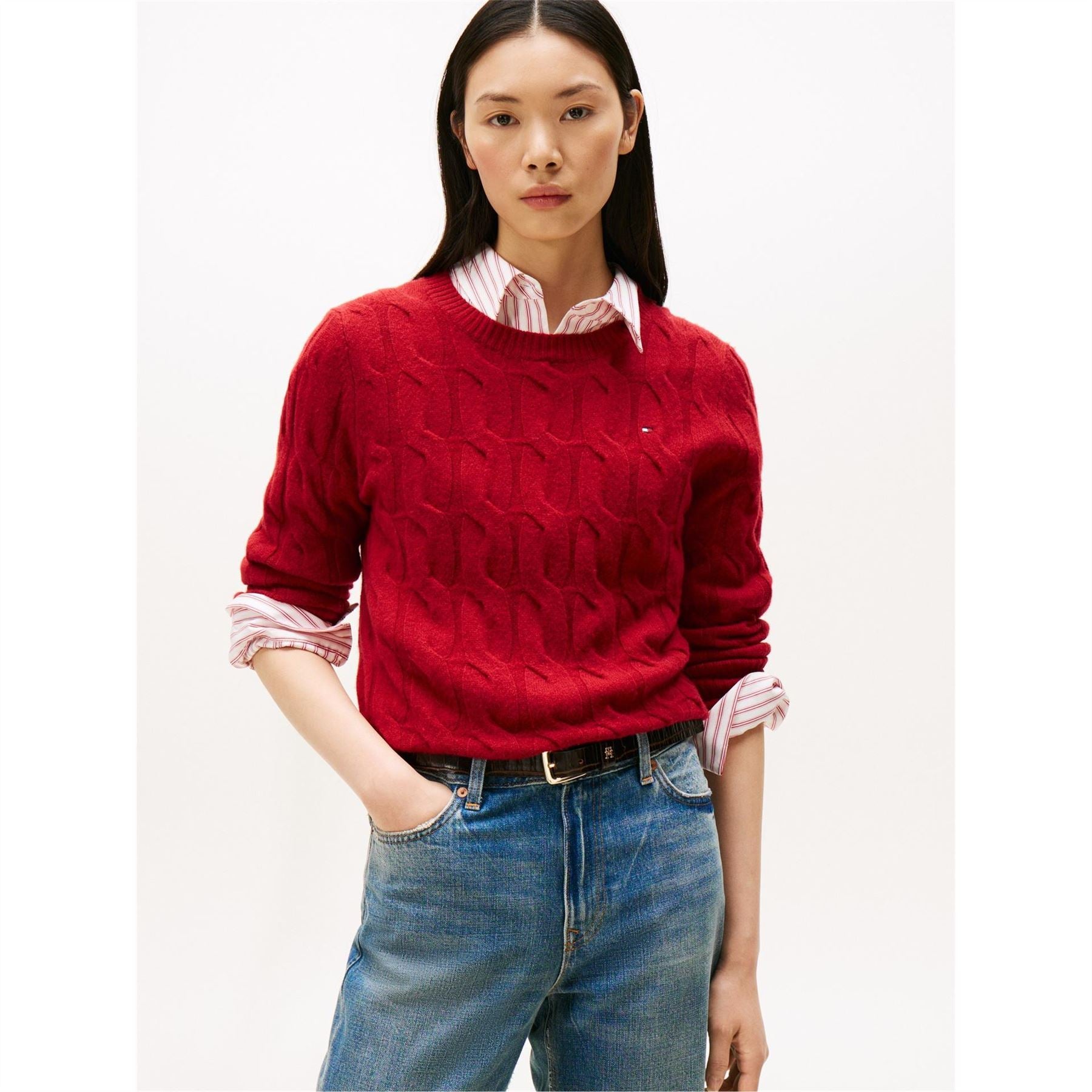 Tommy Hilfiger Cable Crew Neck Long Sleeve Sweater