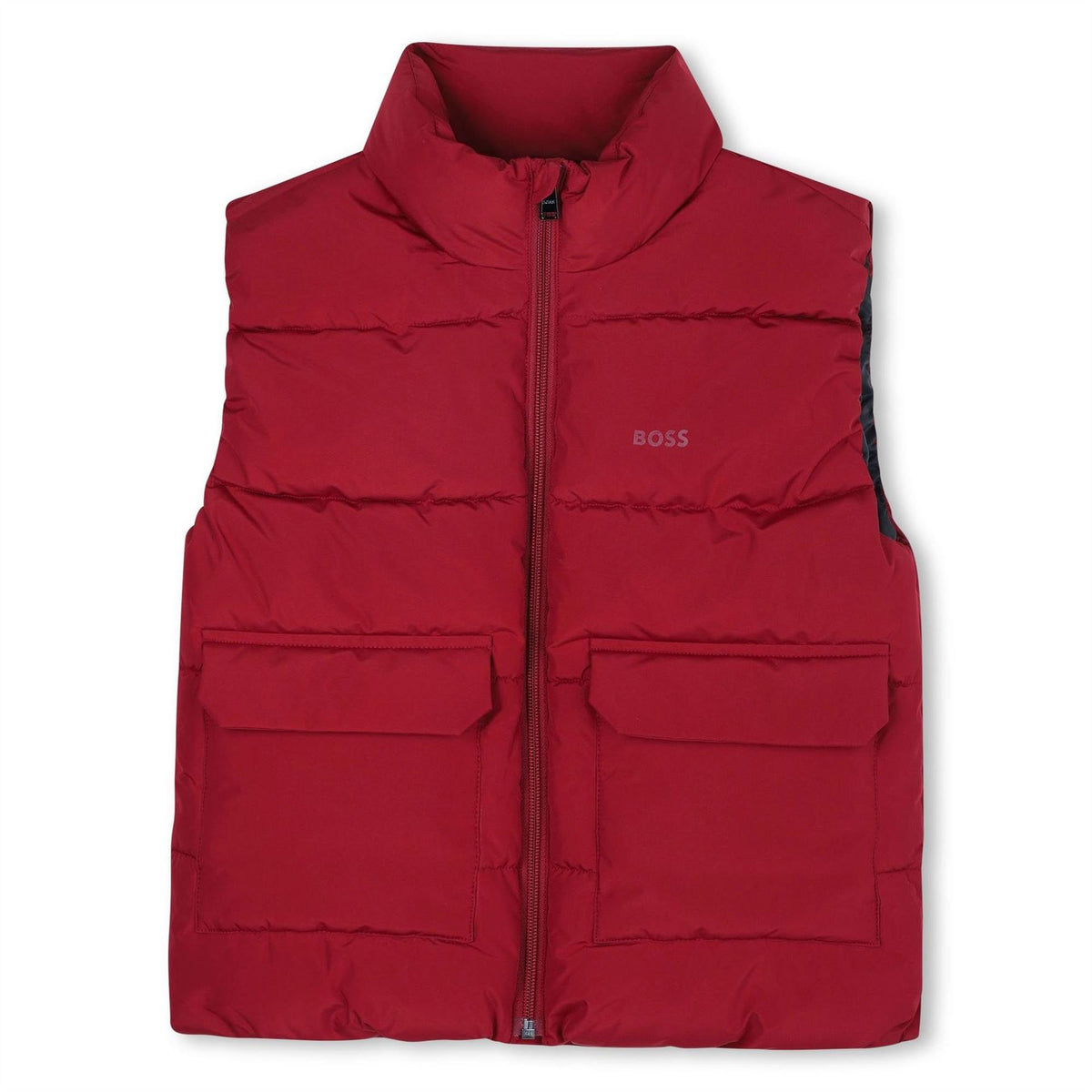 Boss Solid Patterned Puffer Coat with Flap Pocket
