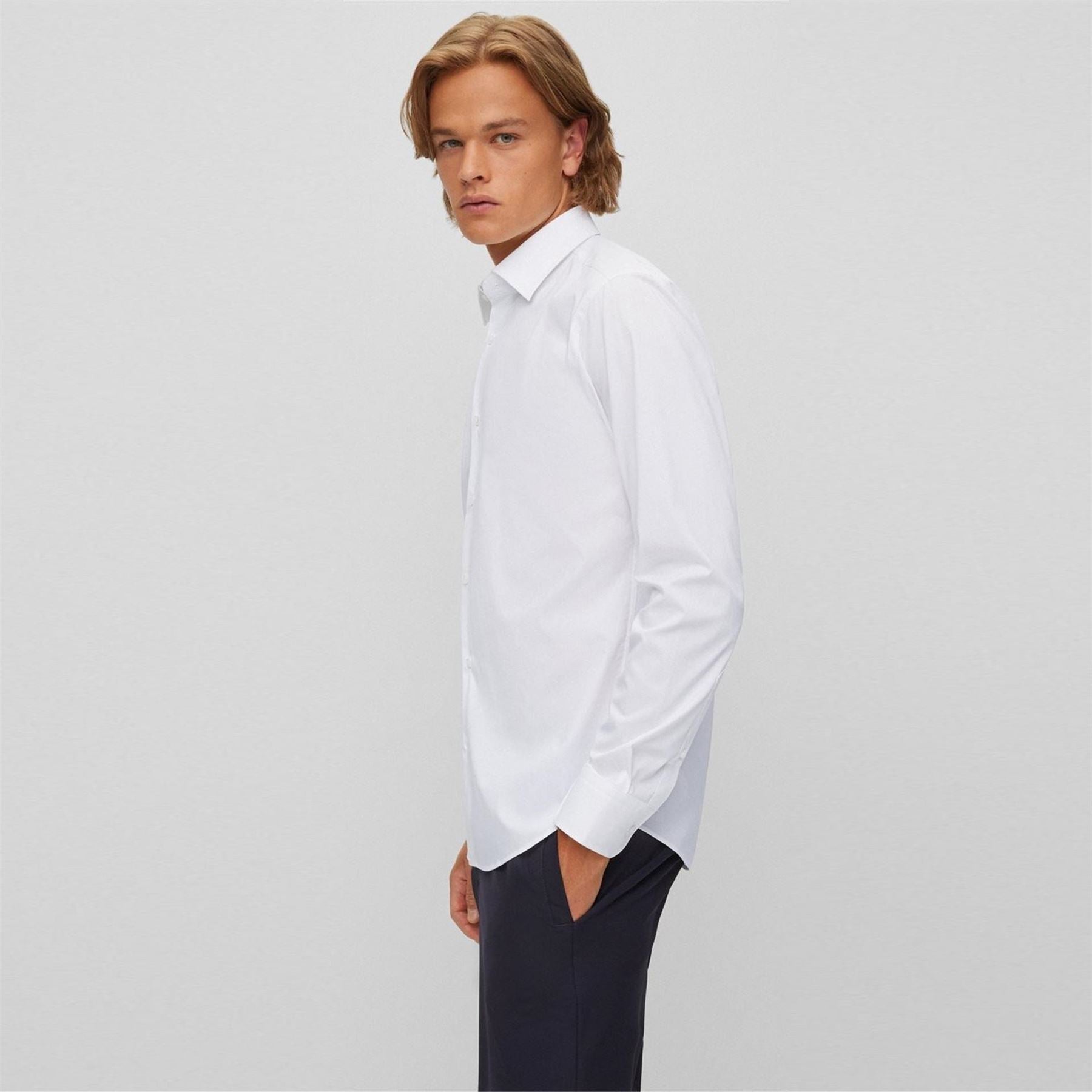 Boss Joe Collared Neck Point Collar Long Sleeve Shirt
