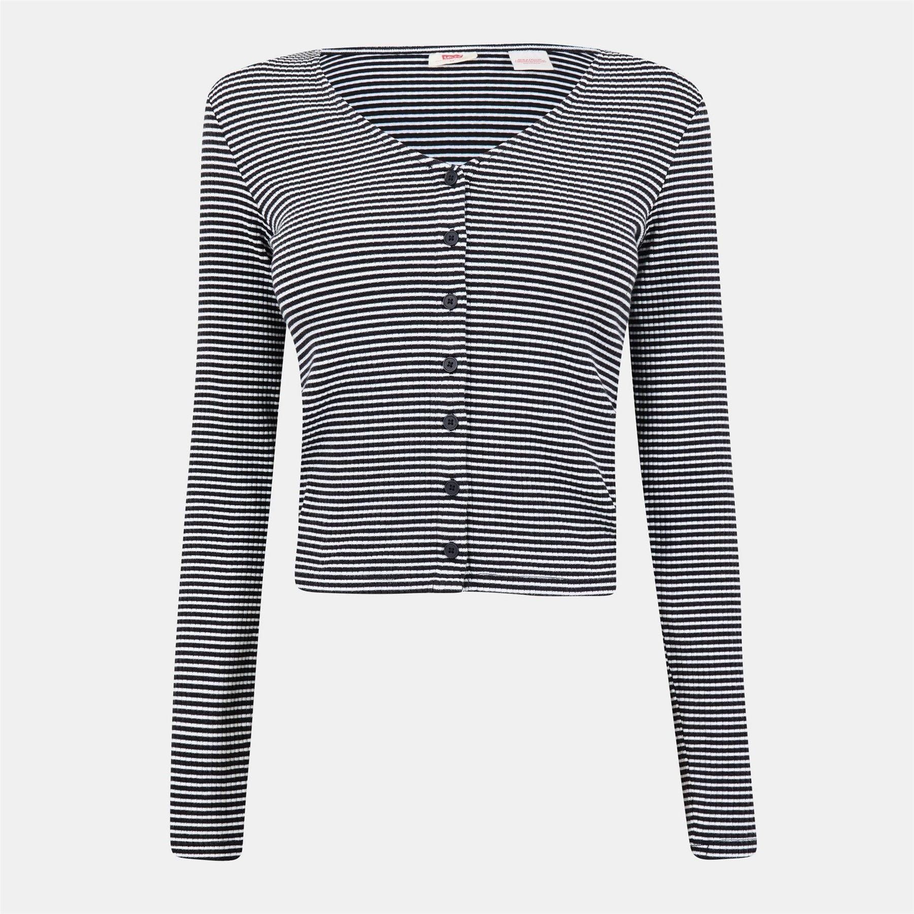 Levis Muse Slim Fit Cropped V-Neck Long Sleeve T-Shirt