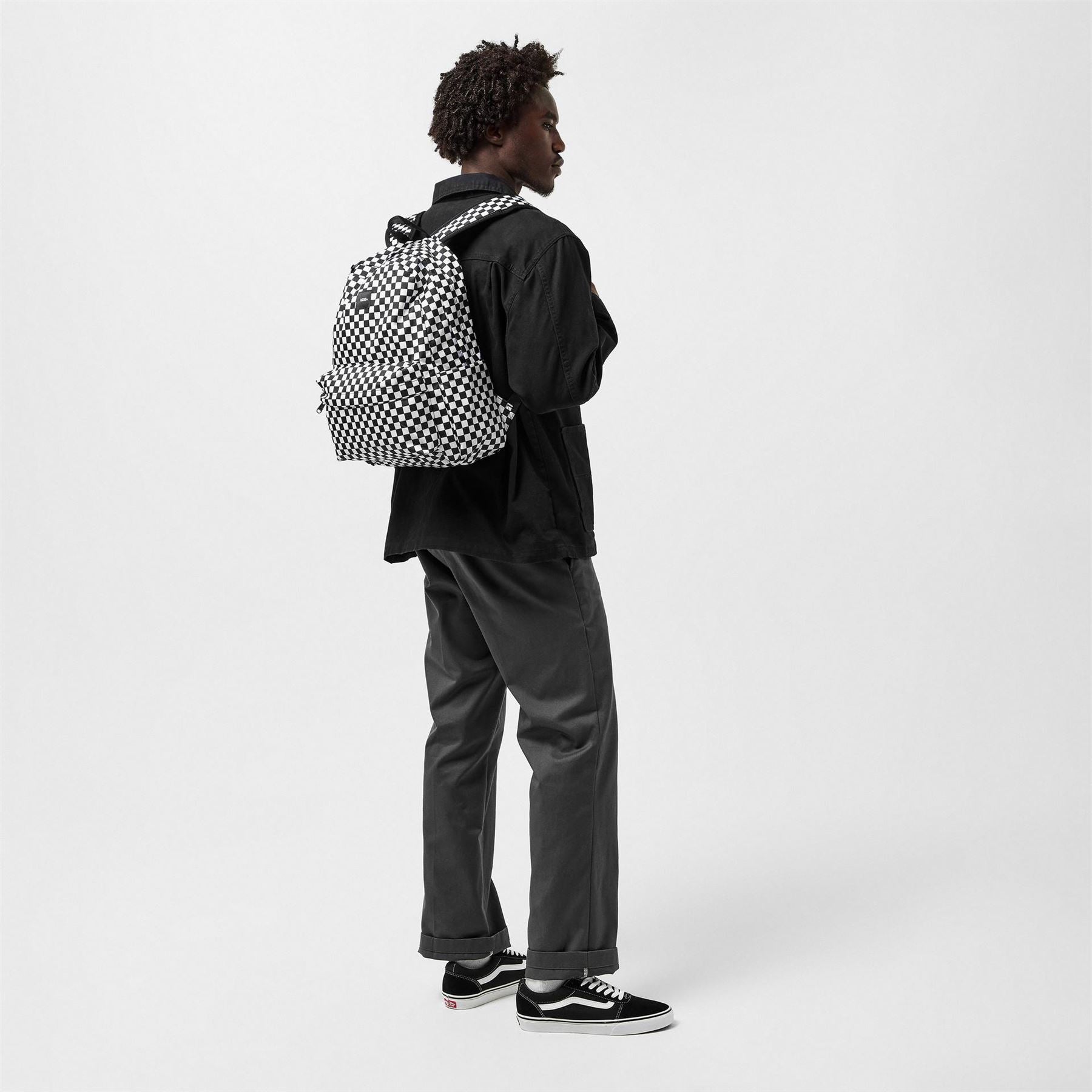 Vans Old Skool Plaid Print Logo Patch Backpack