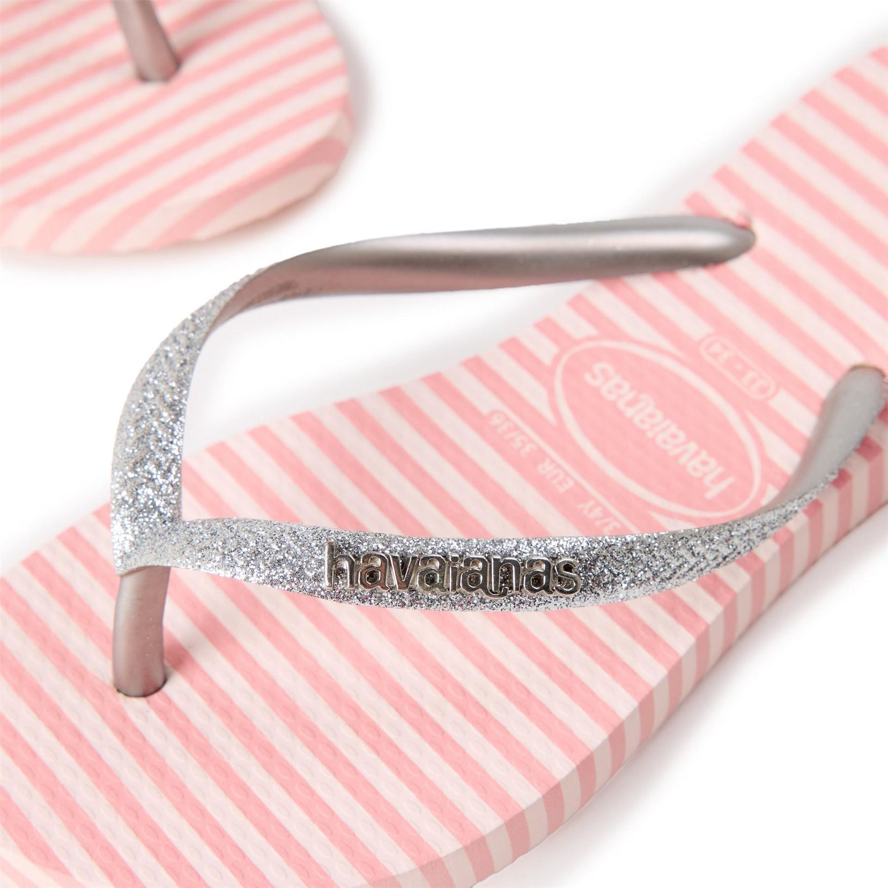 Havaianas Kids Slim Glitter Stripes Ballet Rose Flip Flops