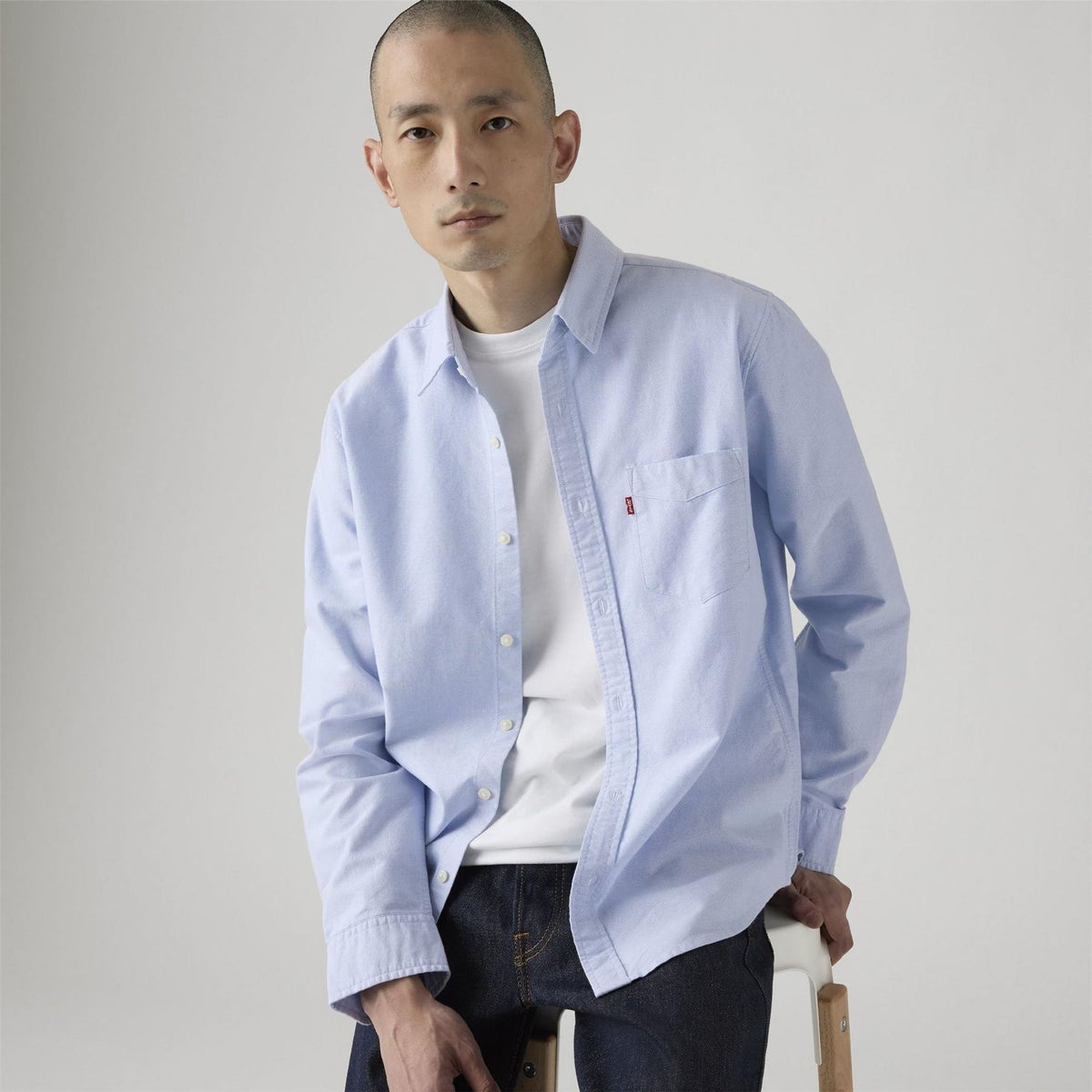 Levis Regular Fit Collared Neck Long Sleeve Shirt with Chest Pocket