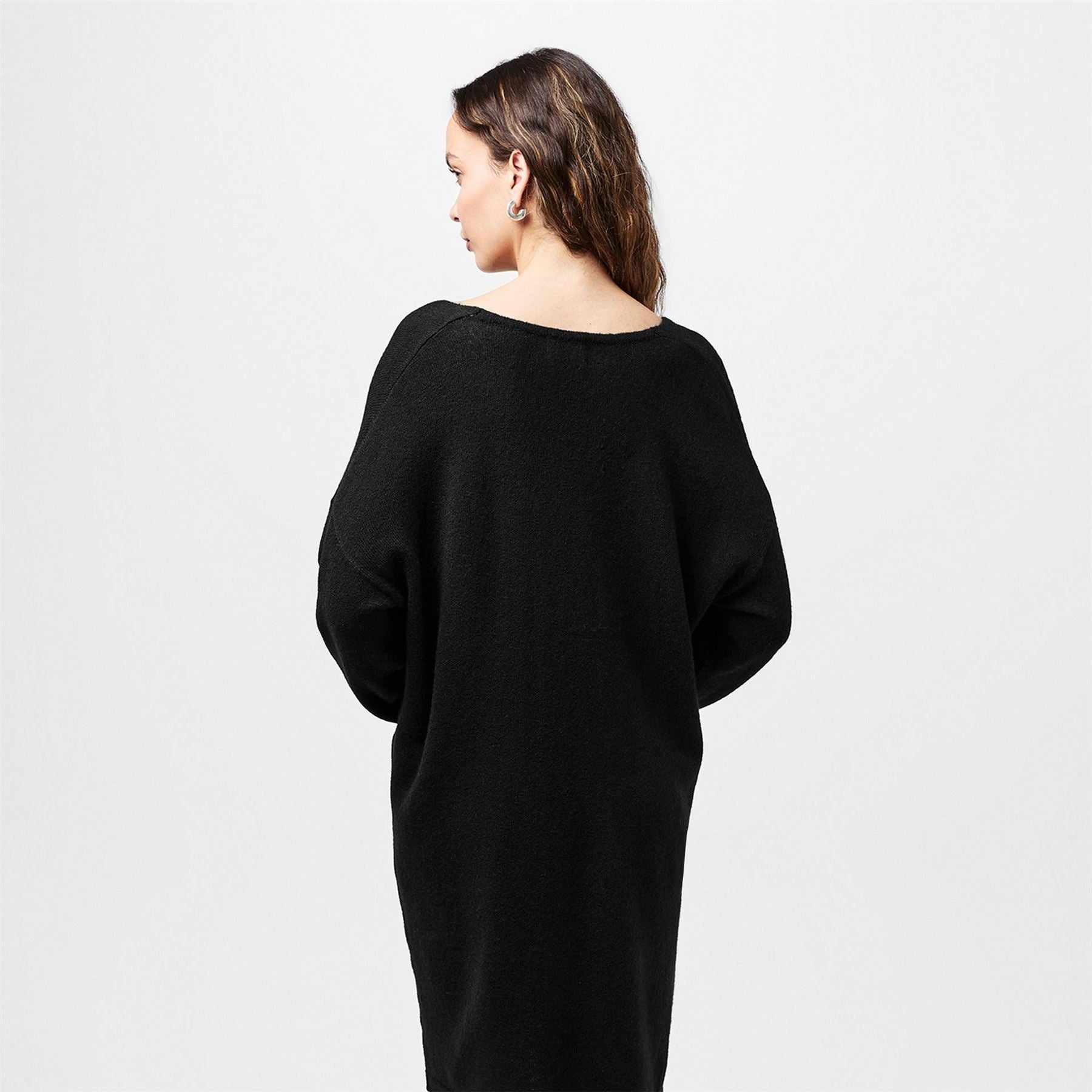 Pieces Knit Turtleneck Long Sleeve Midi Sweater Dress