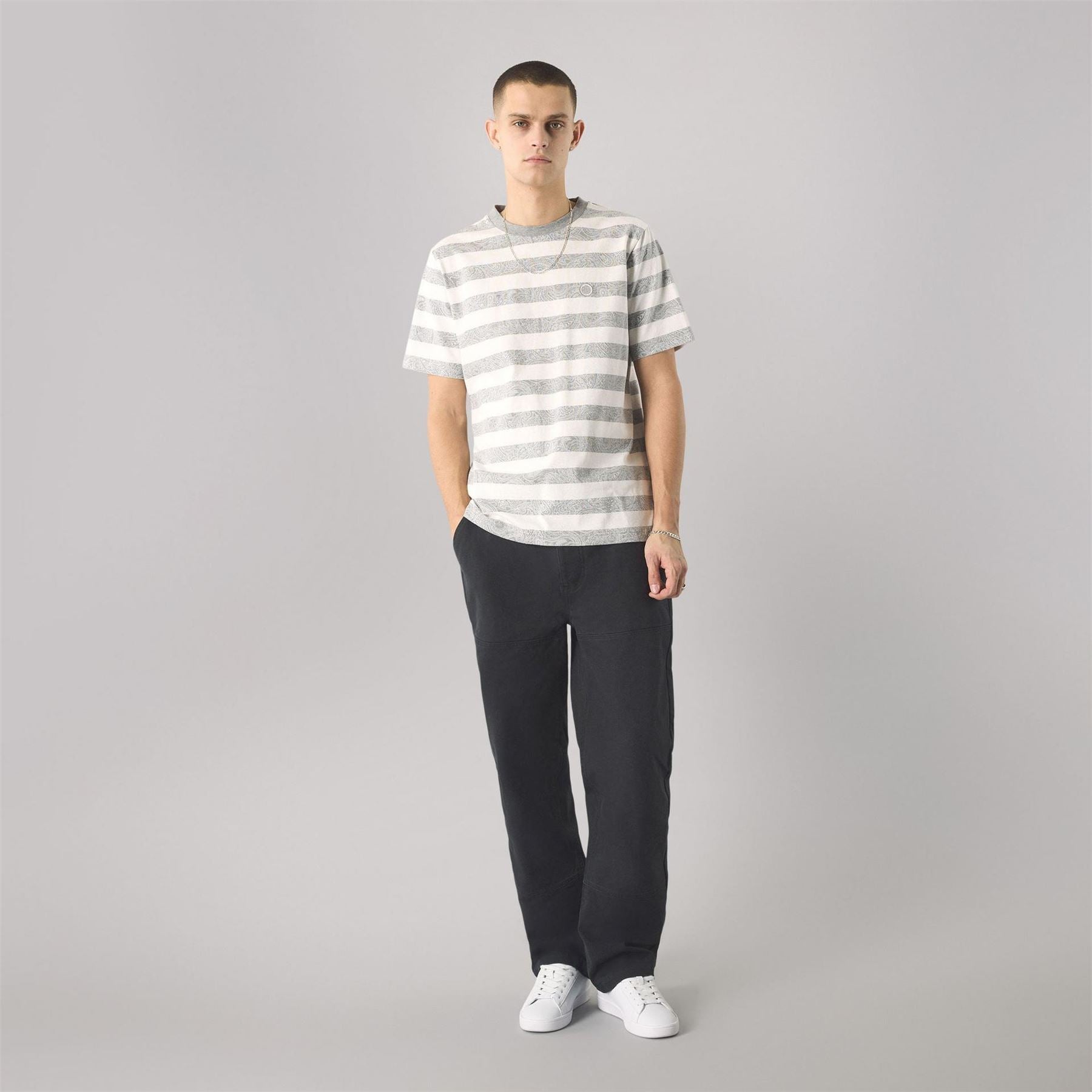 Pretty Green Regular Fit Stripe Crew Neck T-Shirt
