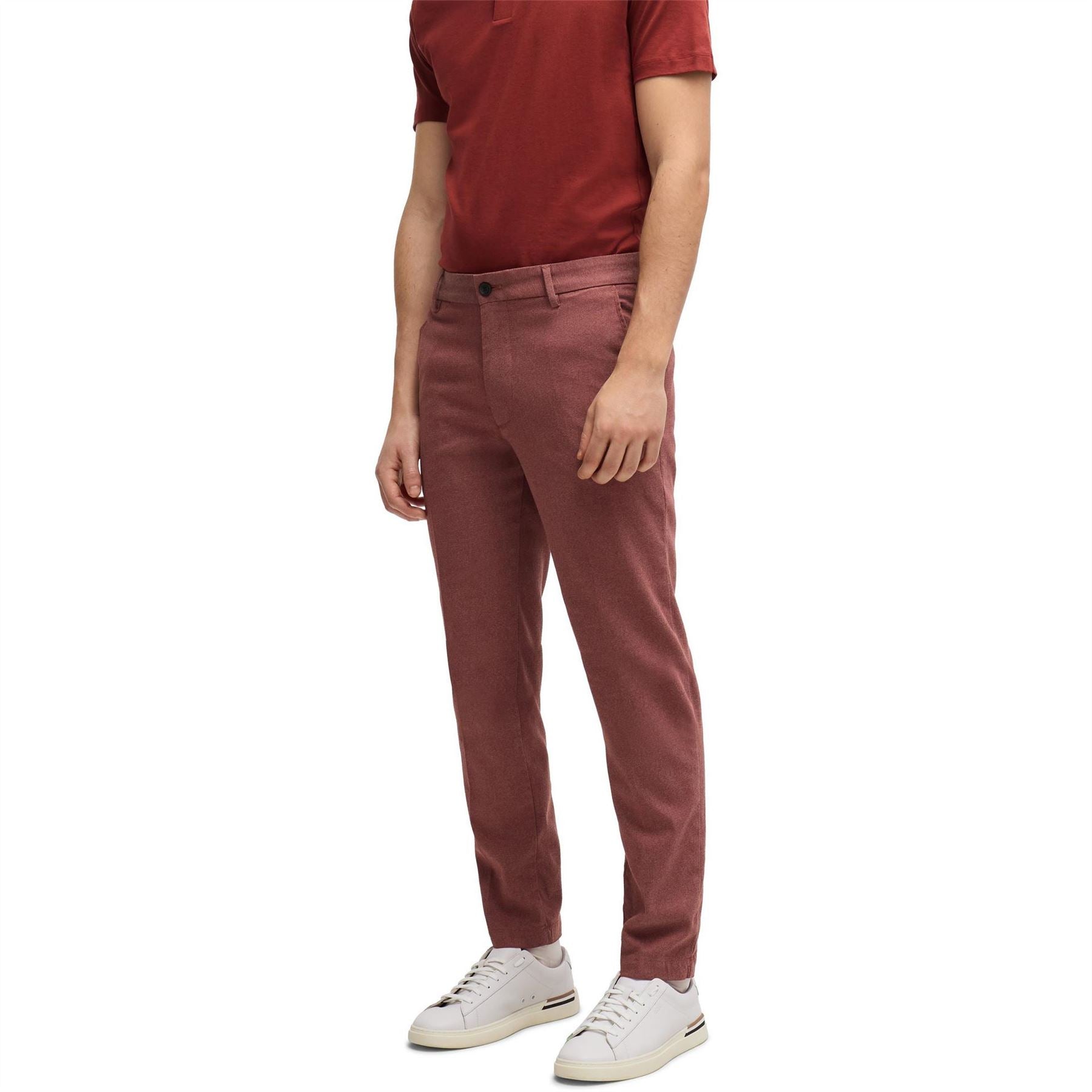 Boss Solid Patterned Straight Leg Trousers