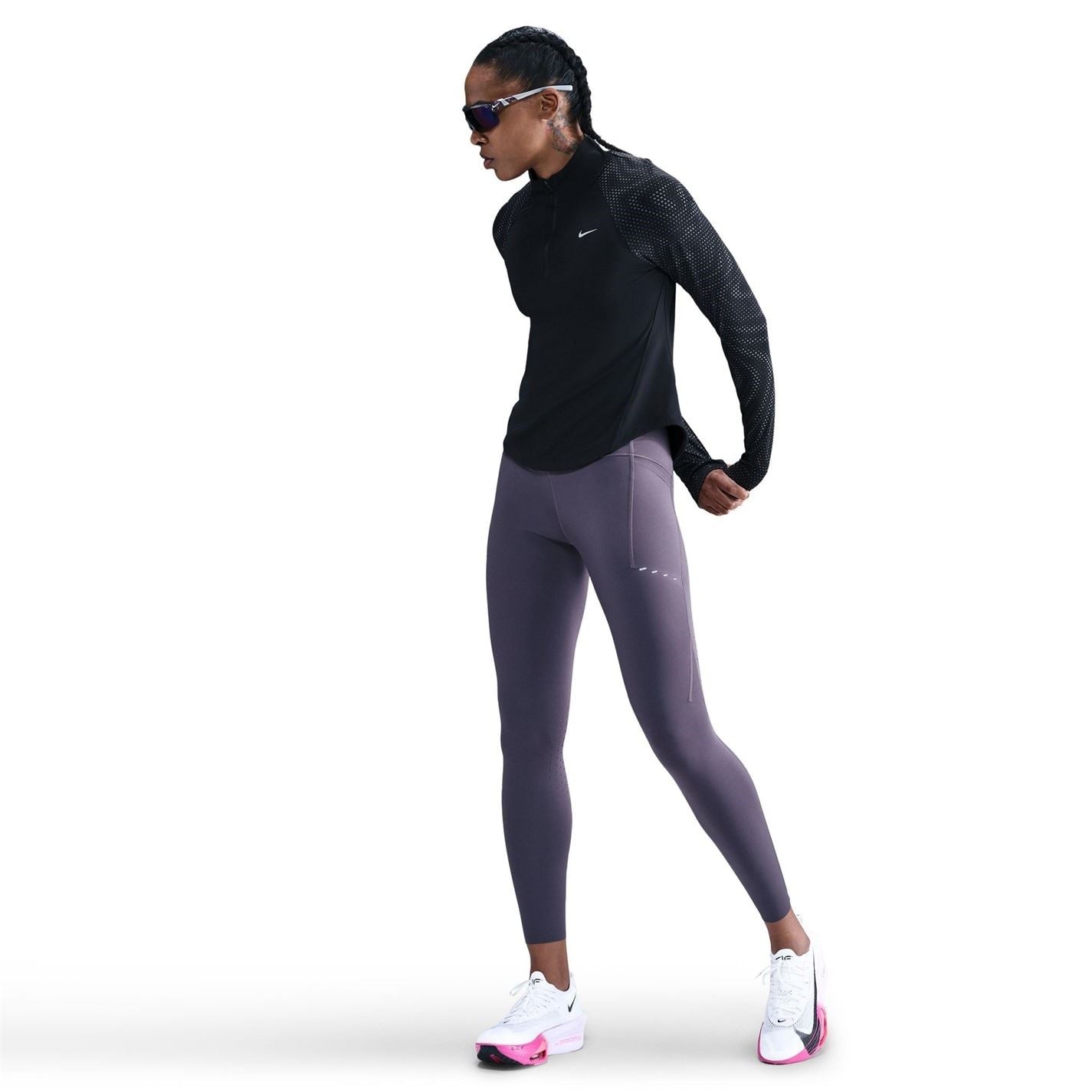 Nike Zip Neck Raglan Long Sleeve Athletic Top