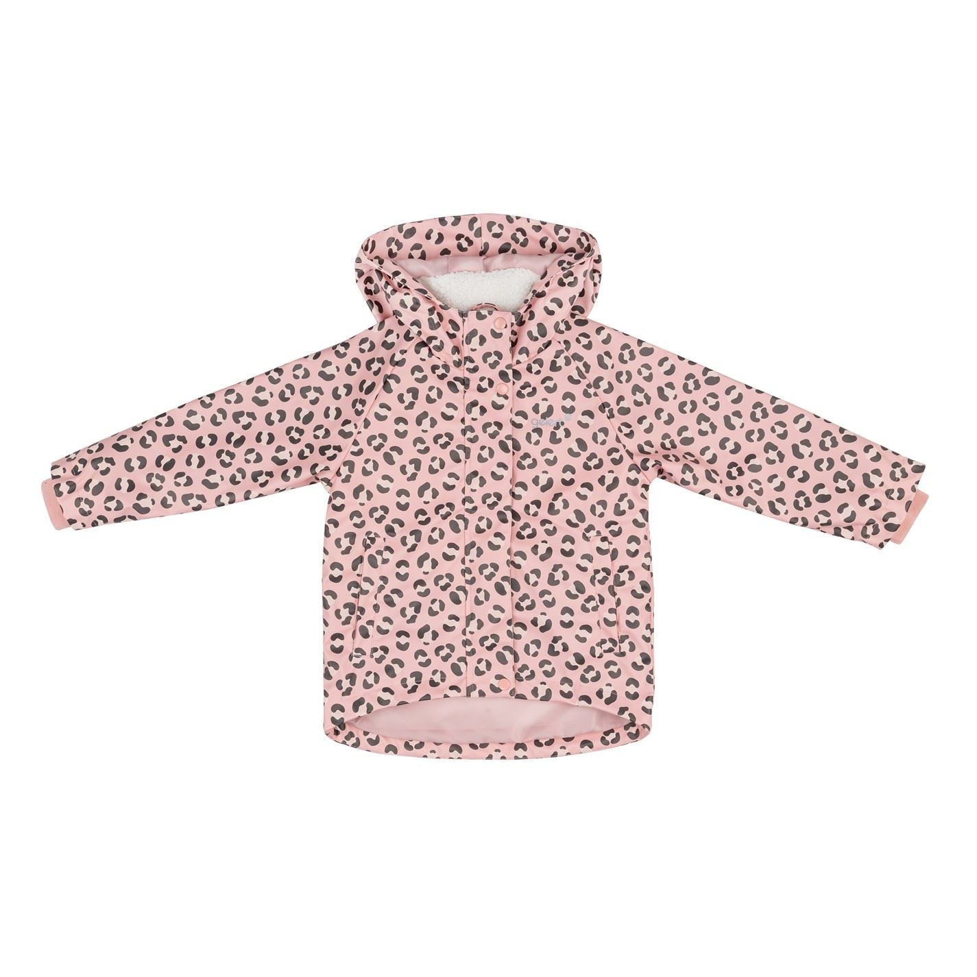 Gelert Leopard Patterned Hooded Snap Button Ribbed Cuff Rain Jacket