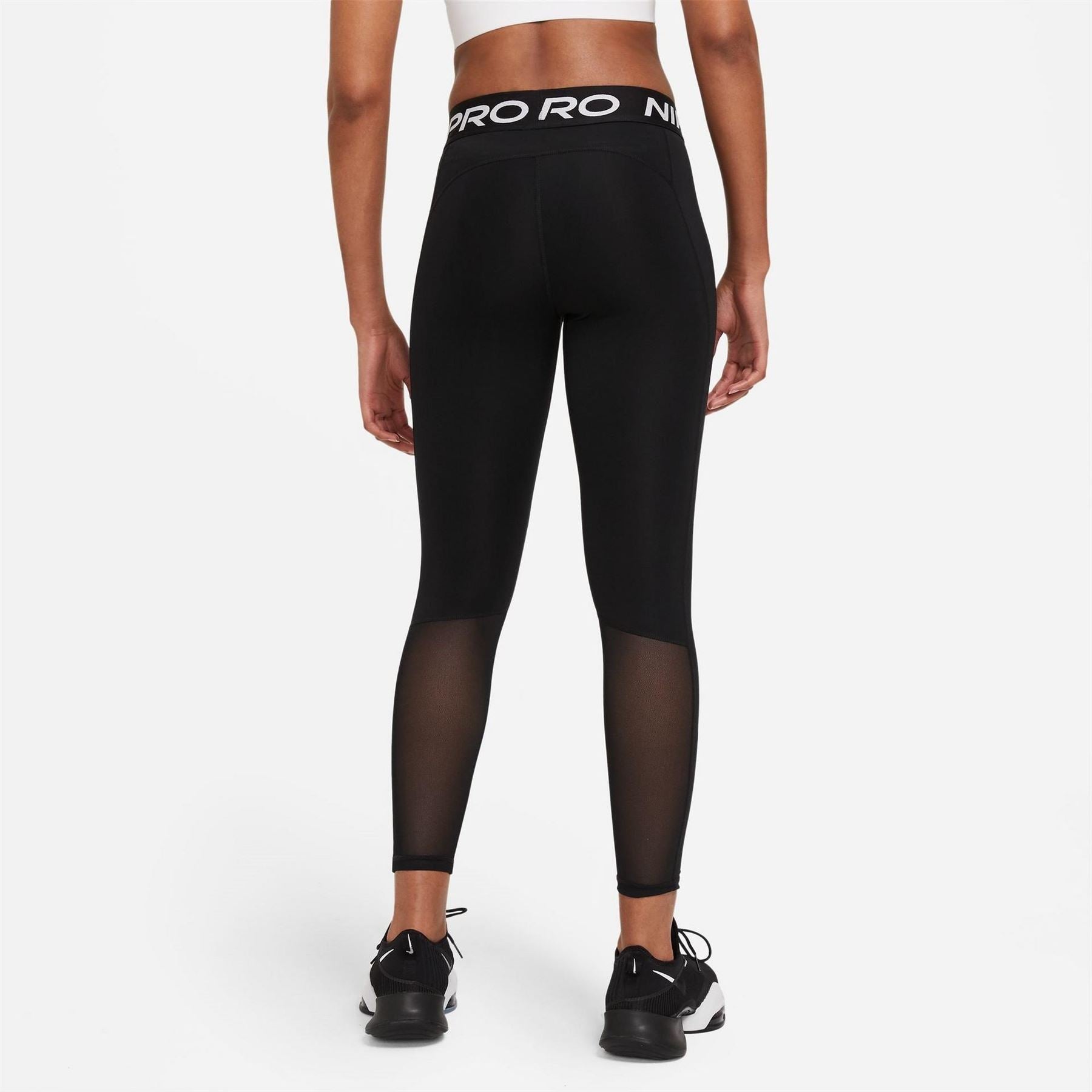 Nike Womens Pro Mid Rise Mesh Paneled Leggings