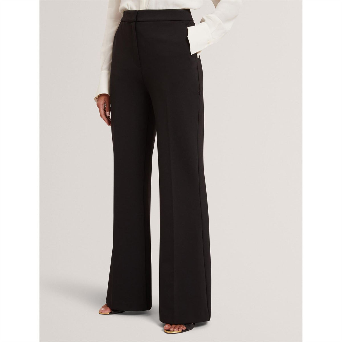 Ted Baker Solid Patterned Flared Wide Fit Trousers