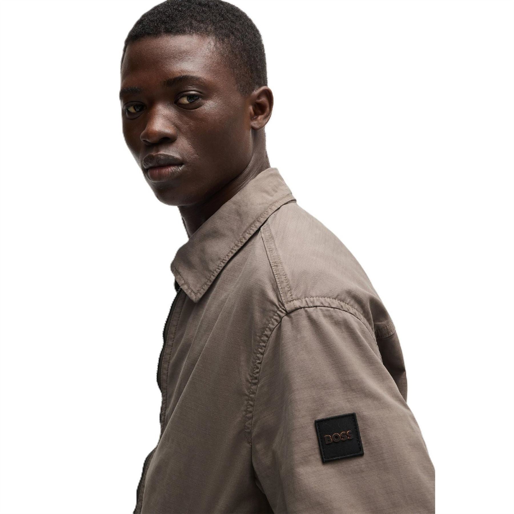 Boss Ocrush Solid Patterned Side Pocket Overshirt