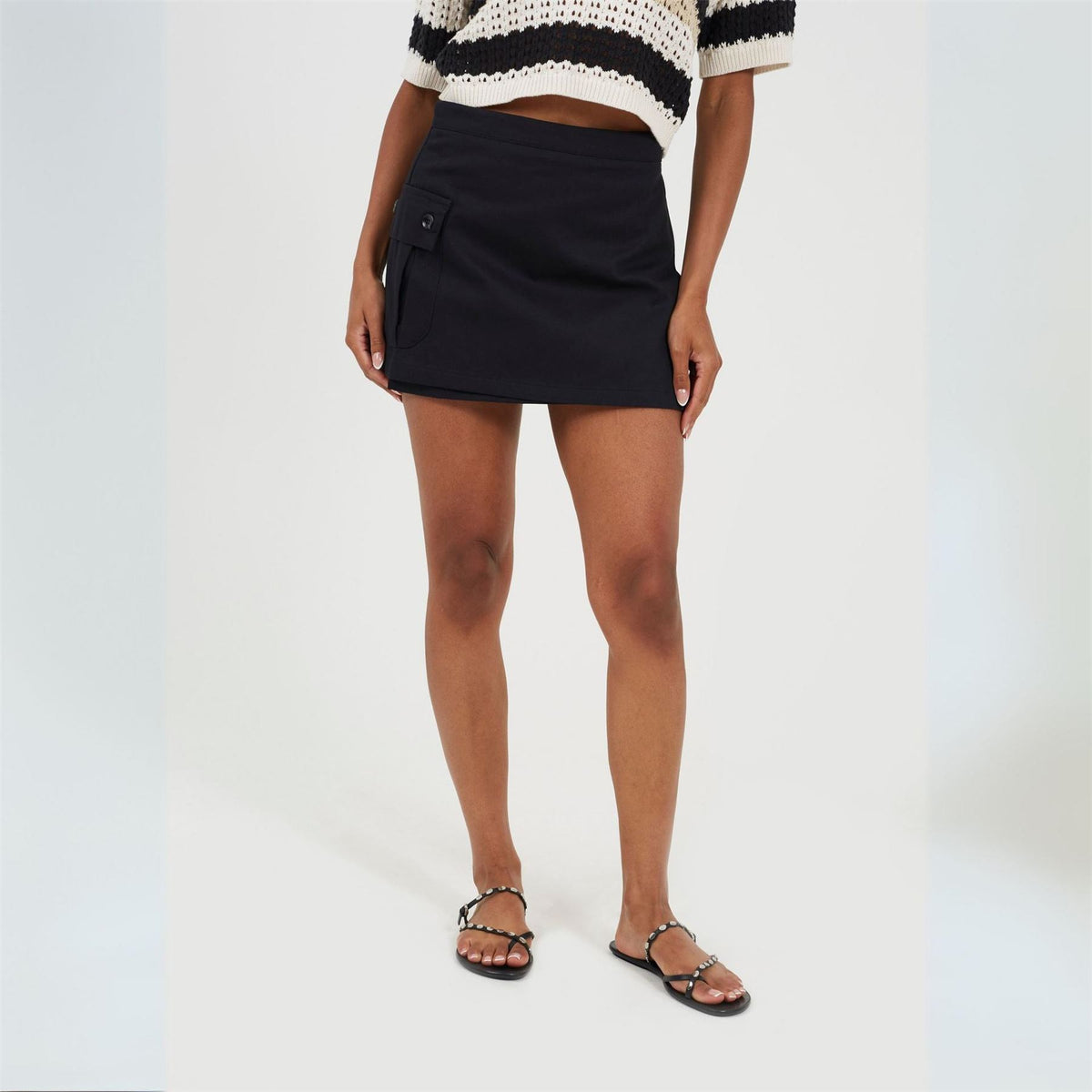 Brave Soul Womens Wrap Mini Skirt With Pocket Detail