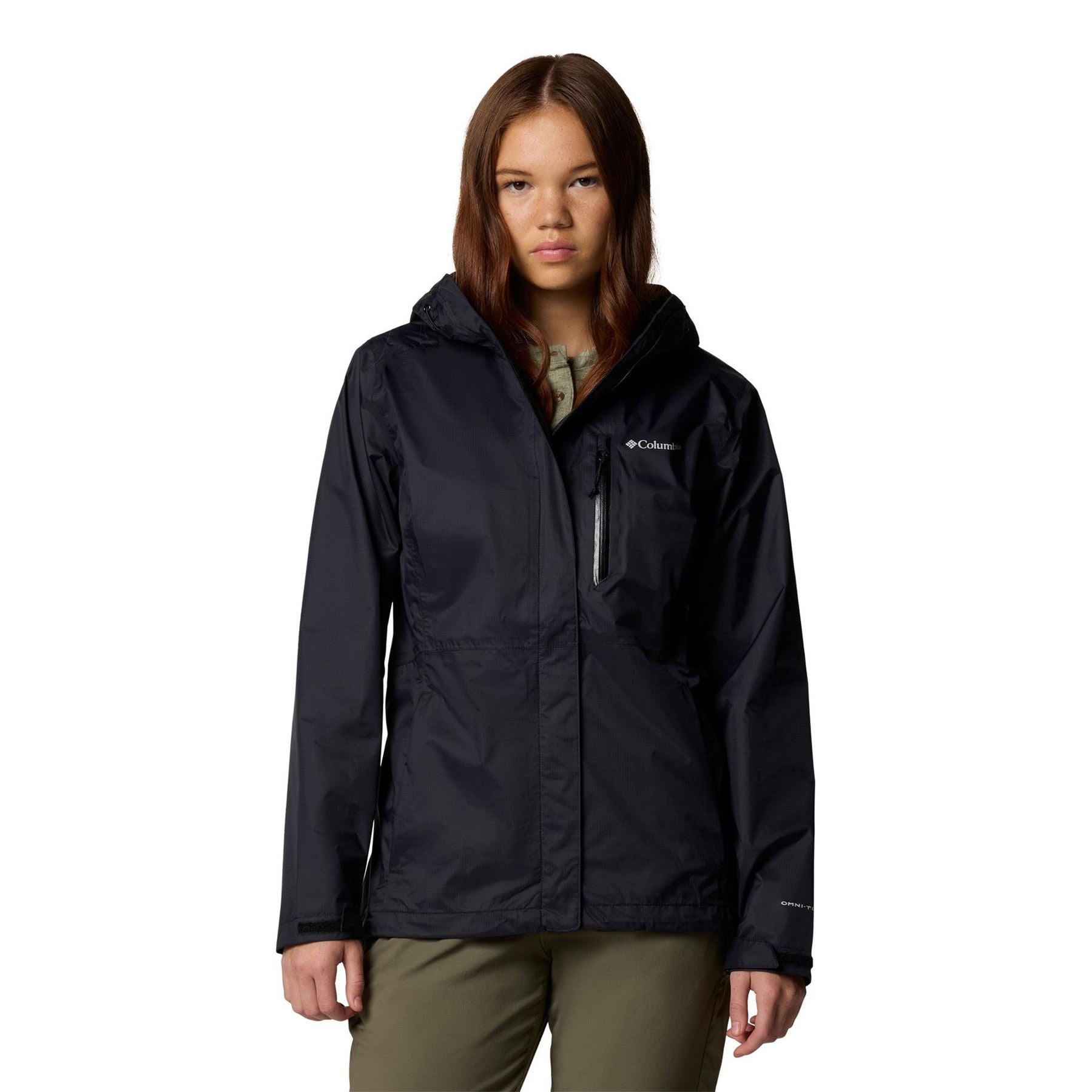 Columbia Pour Solid Patterned Hooded Rain Jacket