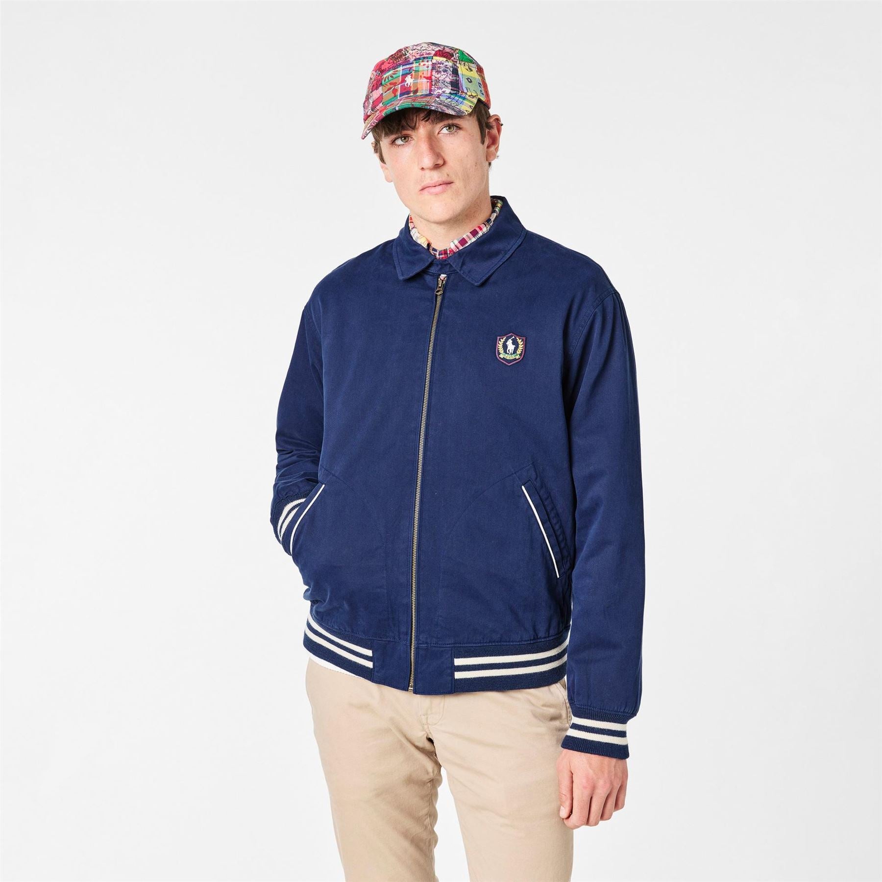 Polo Ralph Lauren Solid Patterned Bomber Jacket with Ribbed Cuff