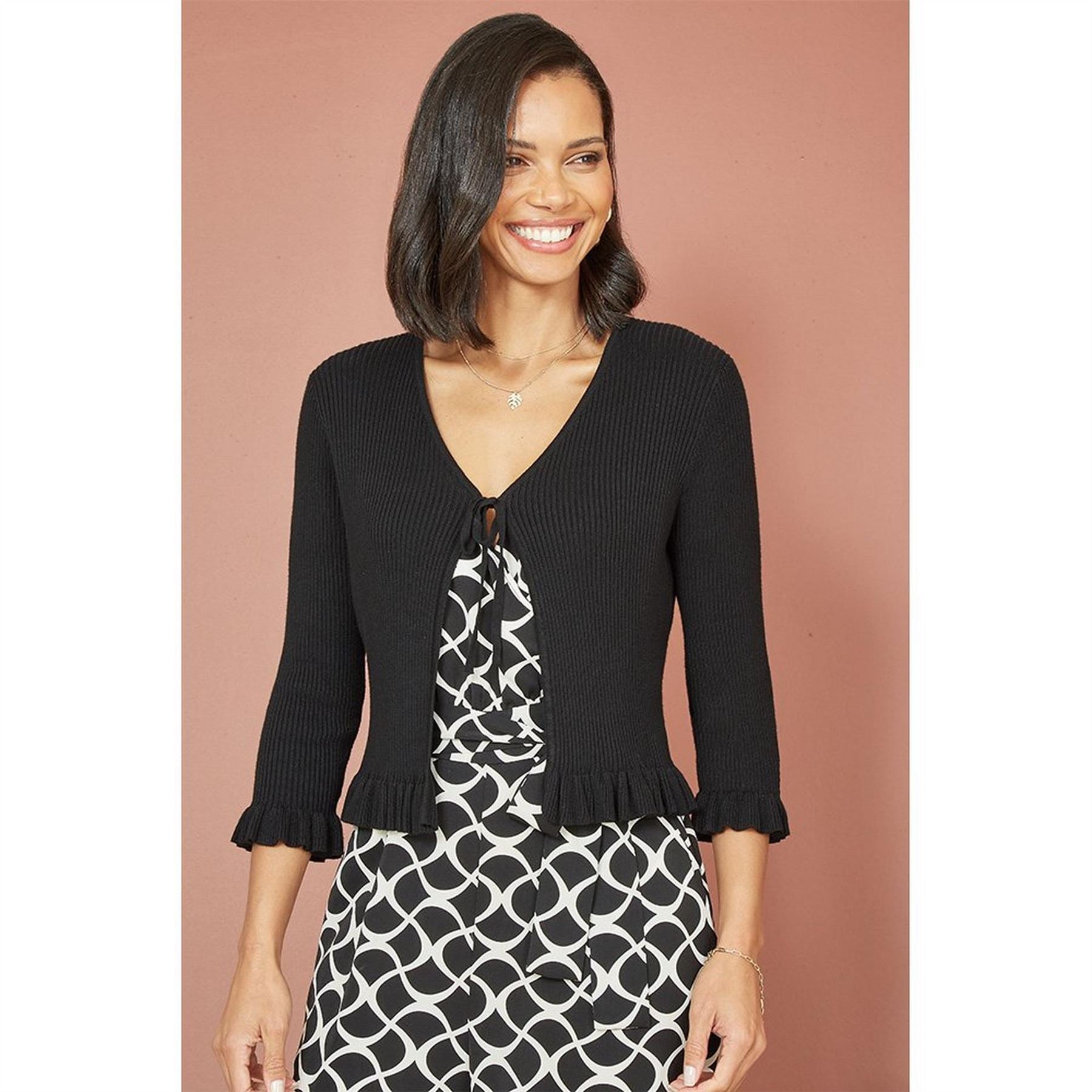 Yumi Tie Up Ribbed Cardigan