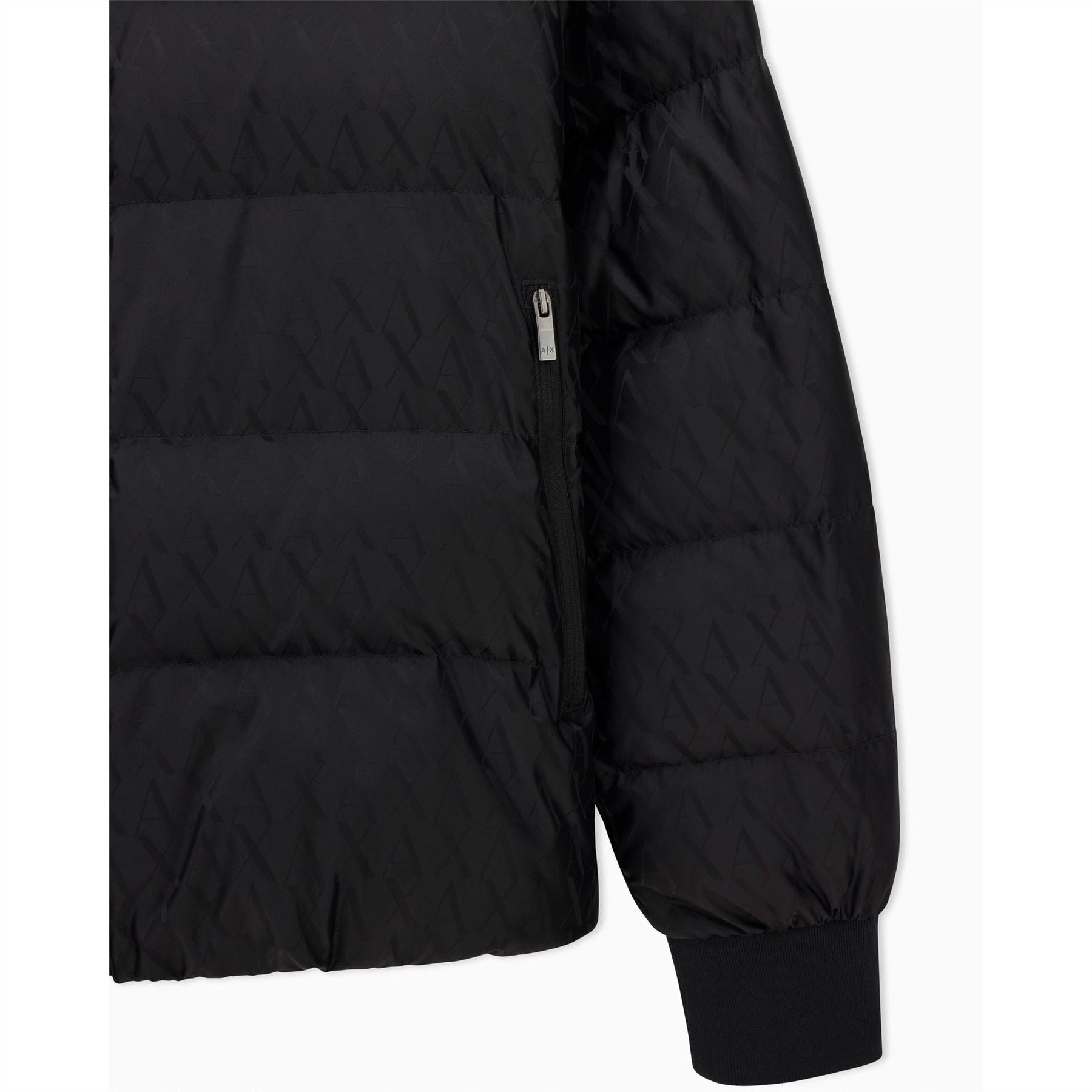 Armani Exchange Exchange Solid Patterned Ribbed Cuff Down Jacket
