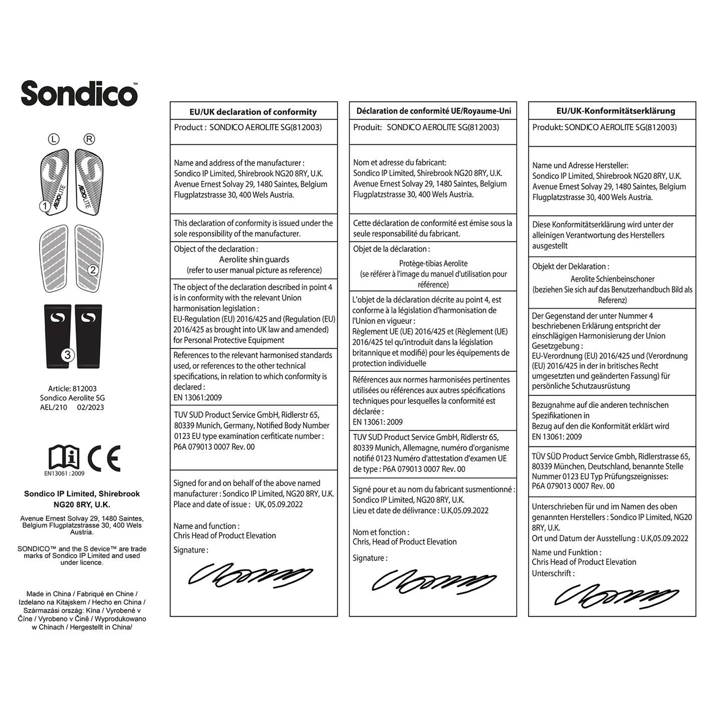 Sondico Aerolite High Performance Shin Guards