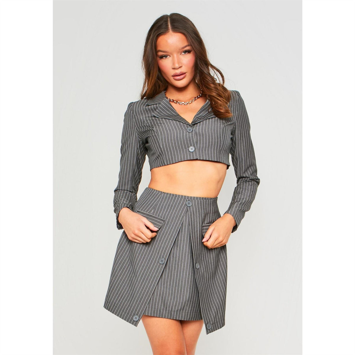 Missy Empire Tailored Button Up Asymmetric Mini Skirt