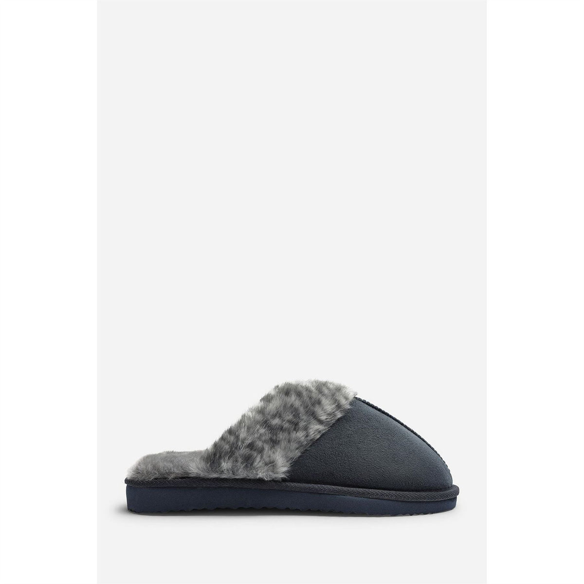 Wheres That From Leopard Faux Fur Trim Mule Slipper