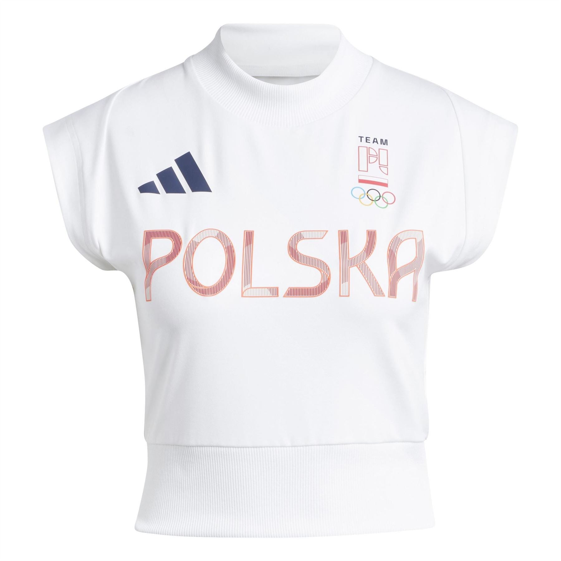 adidas Printed Logo Mock Neck Short Sleeve Jersey T-Shirt
