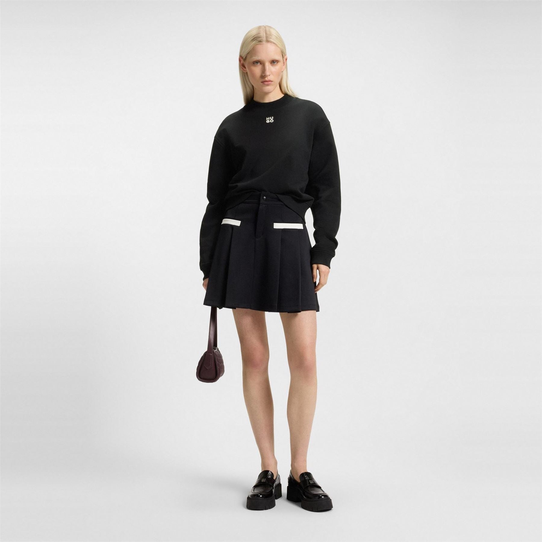Hugo Crew Neck Ribbed Collar Long Sleeve Sweatshirt