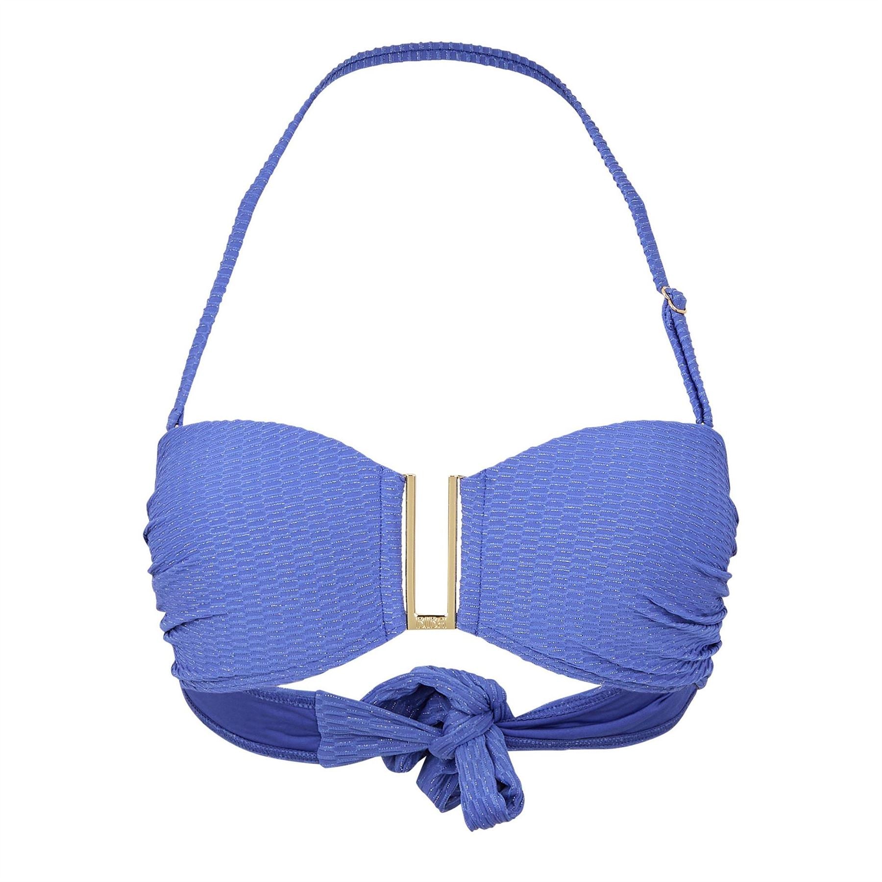 Biba Gold Metal Detail Halter Neck Tie Back Bikini Top