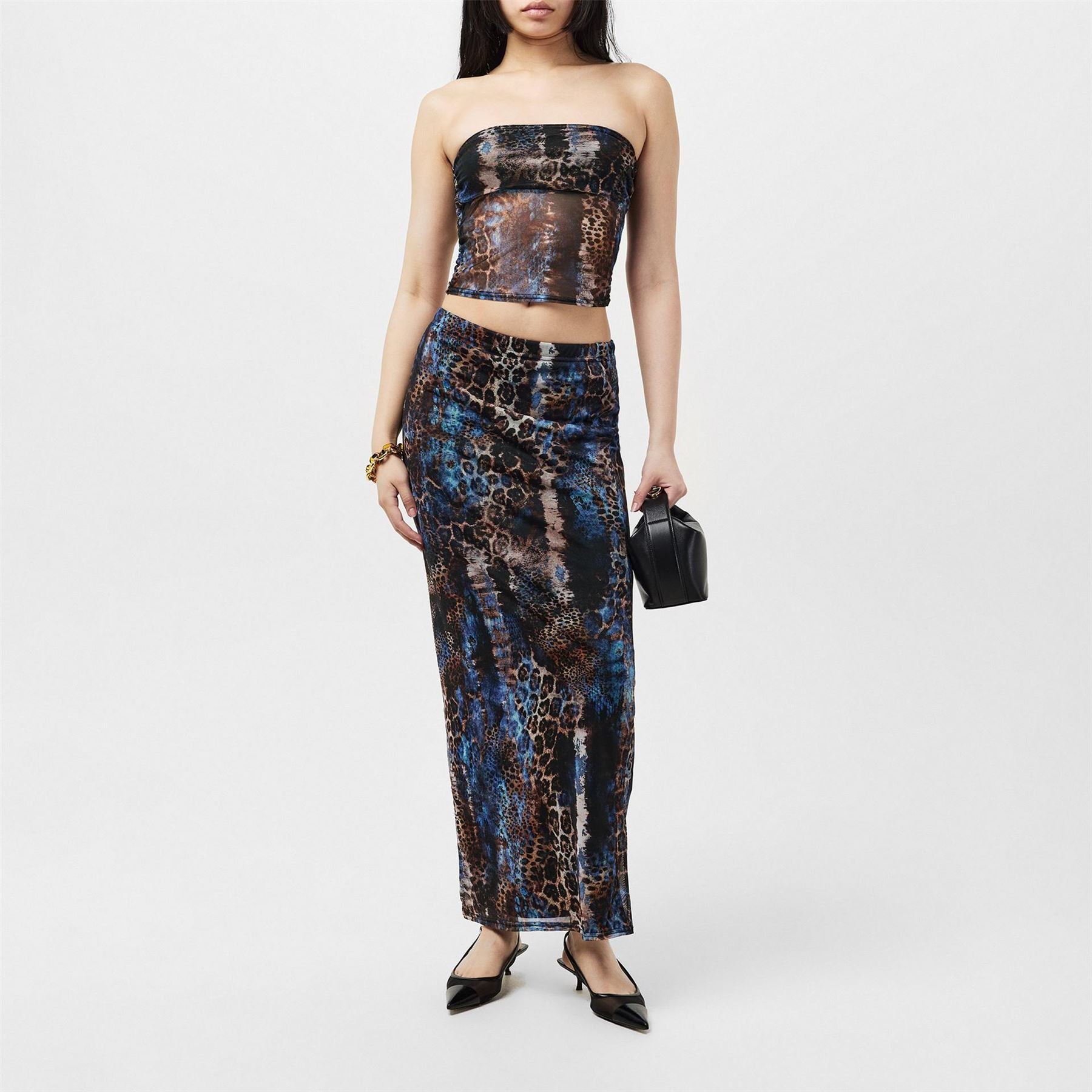 Missy Empire Womens Mesh Bandeau Printed Crop Top