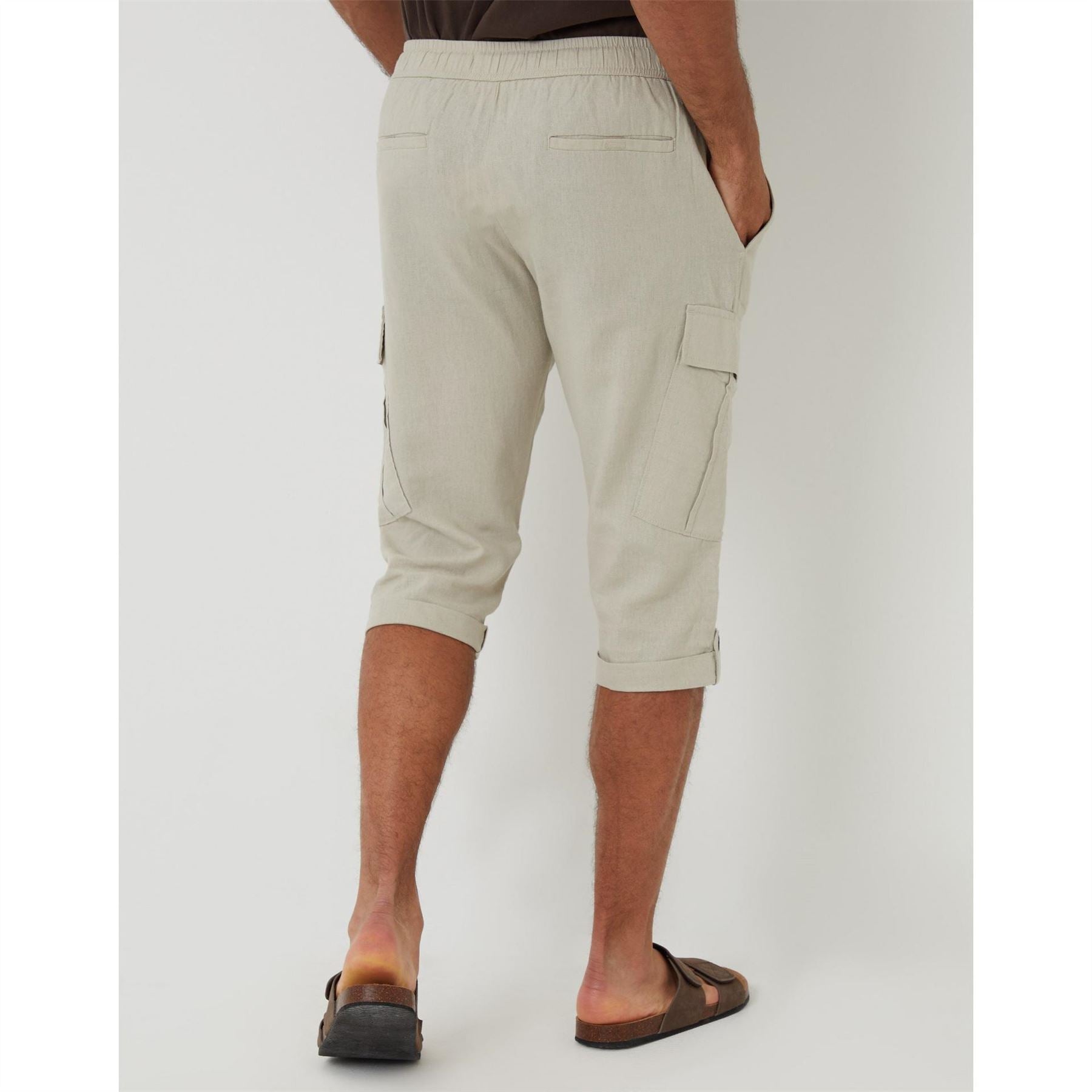 Threadbare Memphis Linen Cargo Pants Solid Patterned