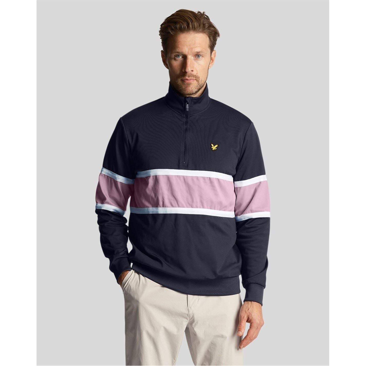 Lyle and Scott Color Block Zip Neck Regular Fit Sweatshirt