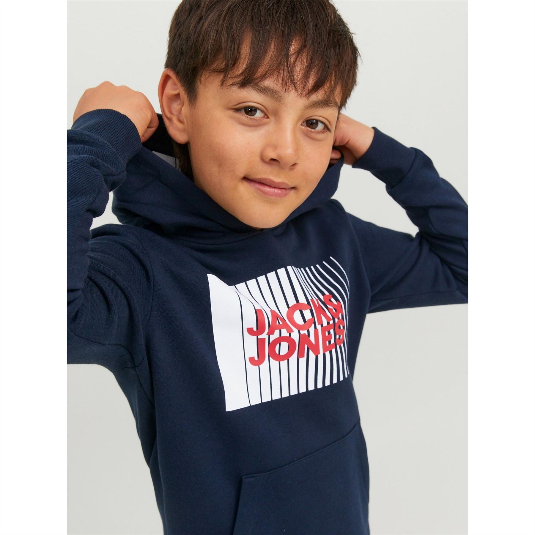 Jack and Jones Play Logo Print Hooded Sweatshirt