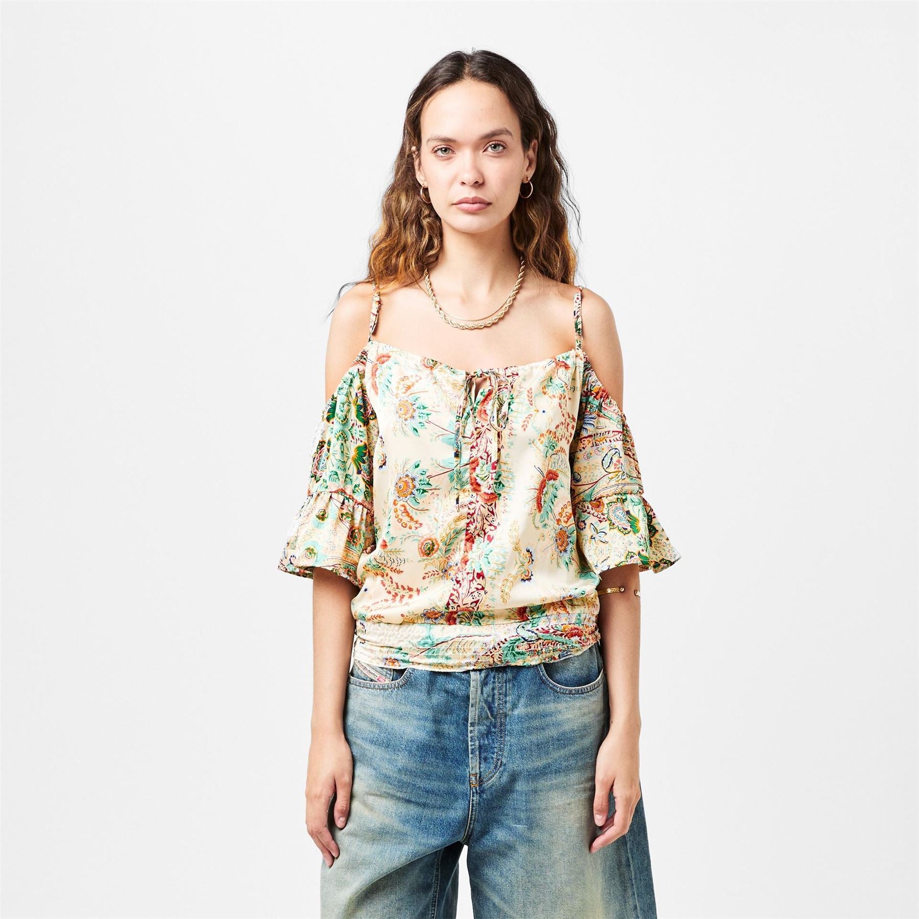 AX Paris Paisley Print Cut Out Shoulder Top