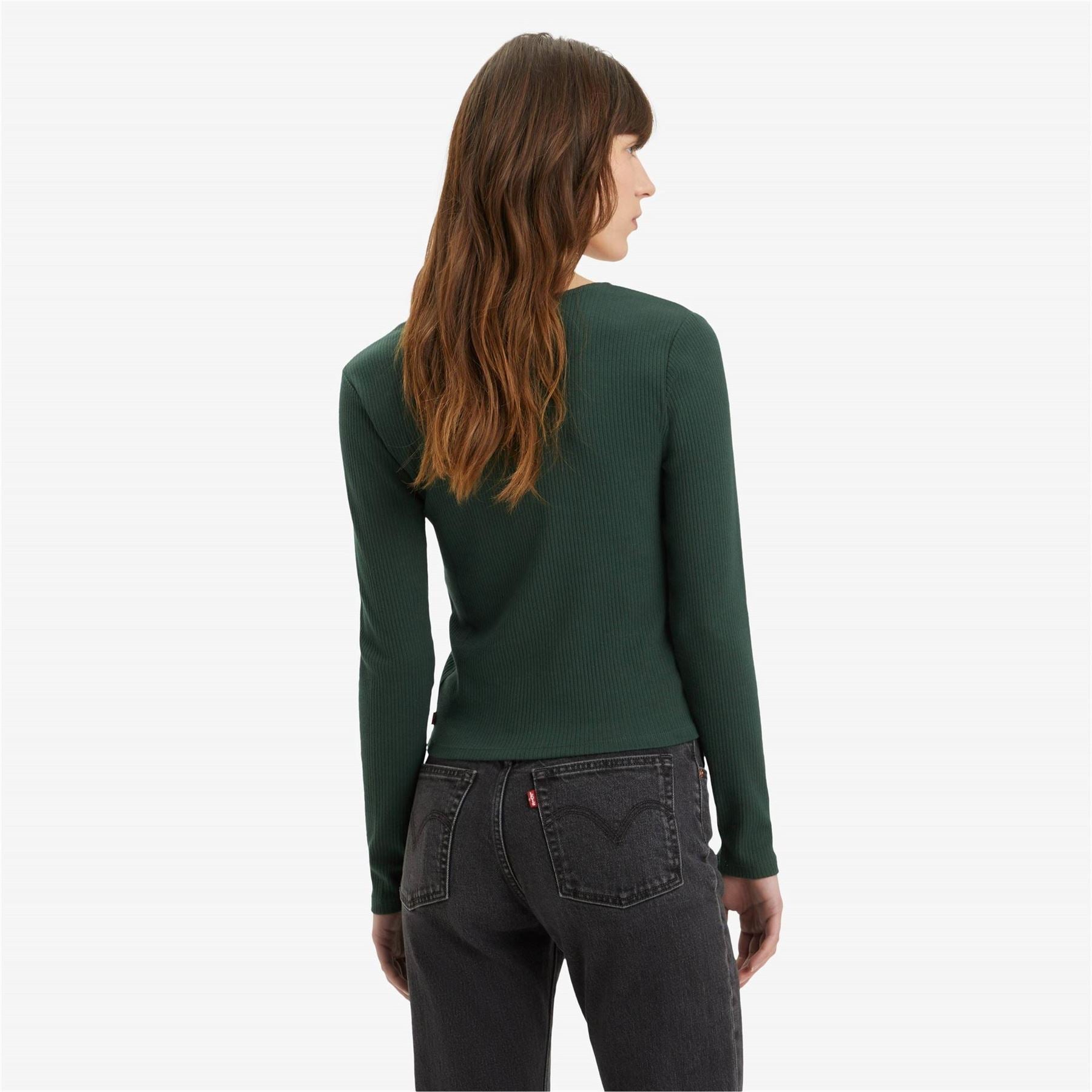 Levis Muse Slim Fit Cropped V-Neck Long Sleeve T-Shirt