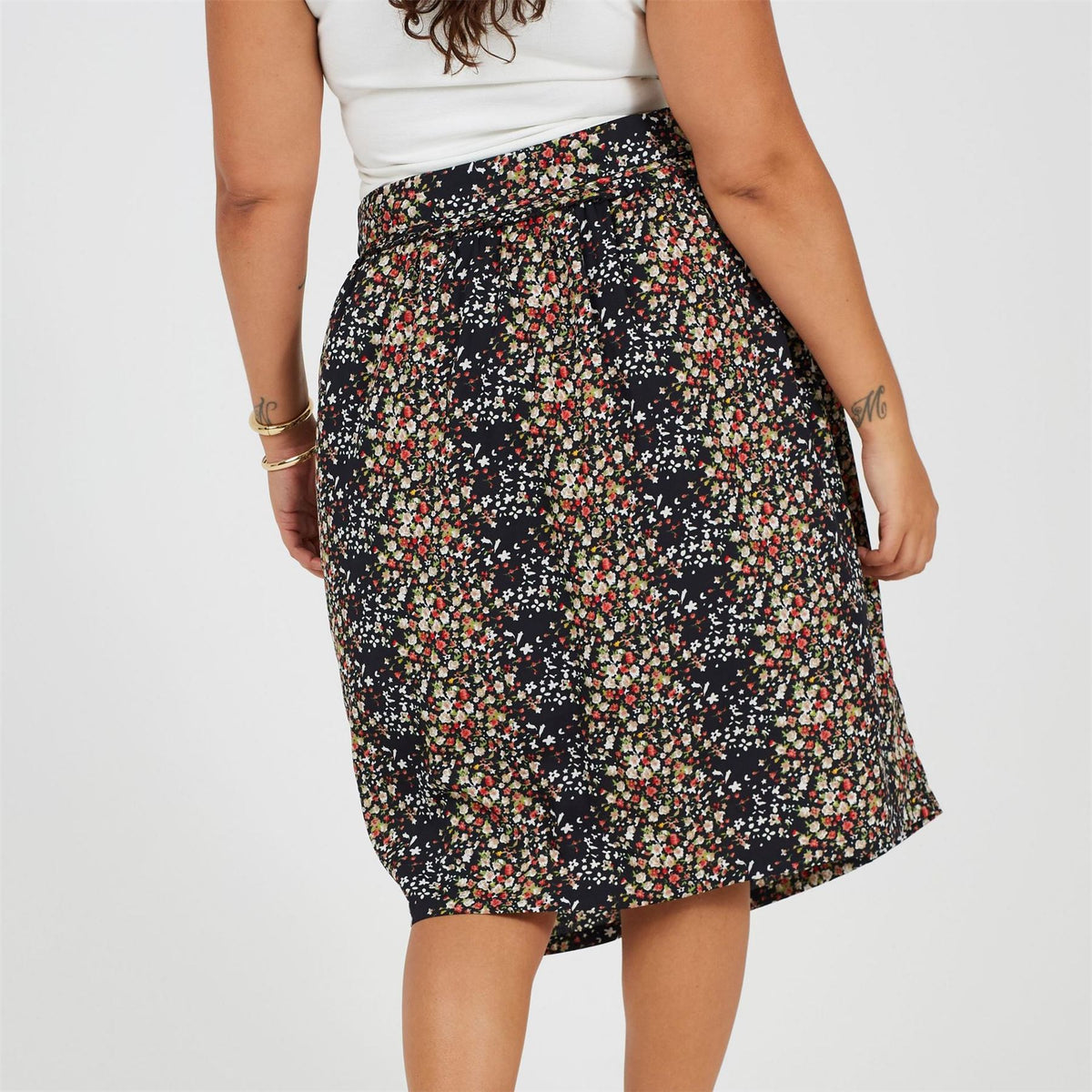 Brave Soul Womens Plus Size All Over Print Midi Skirt