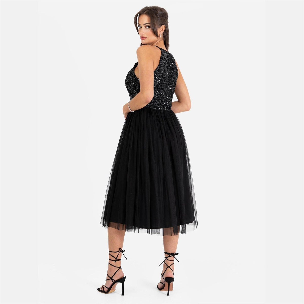 Maya Deluxe De Halter Neck Sleeveless Midi Dress