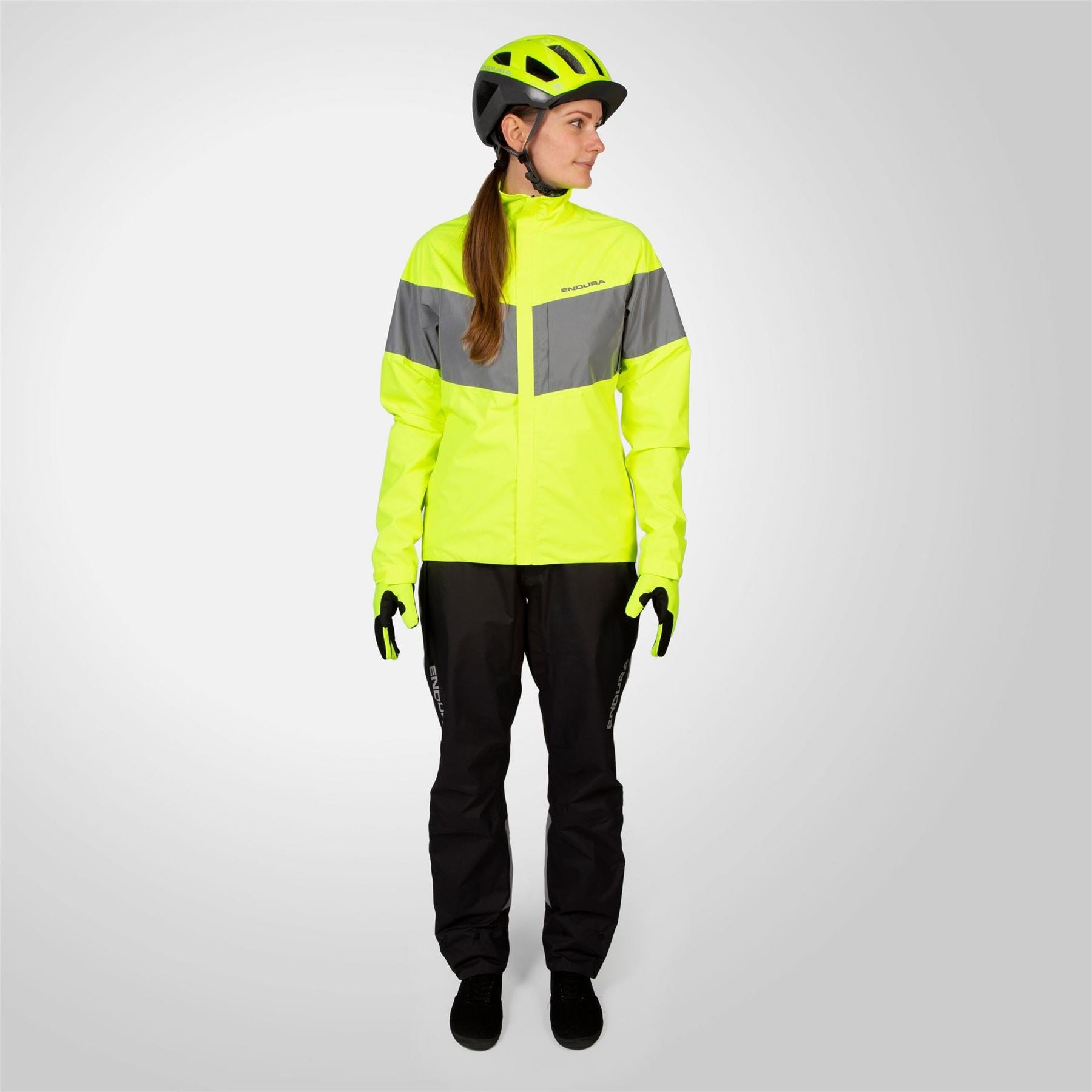 Endura Color Block Patterned Funnel Neck Rain Jacket