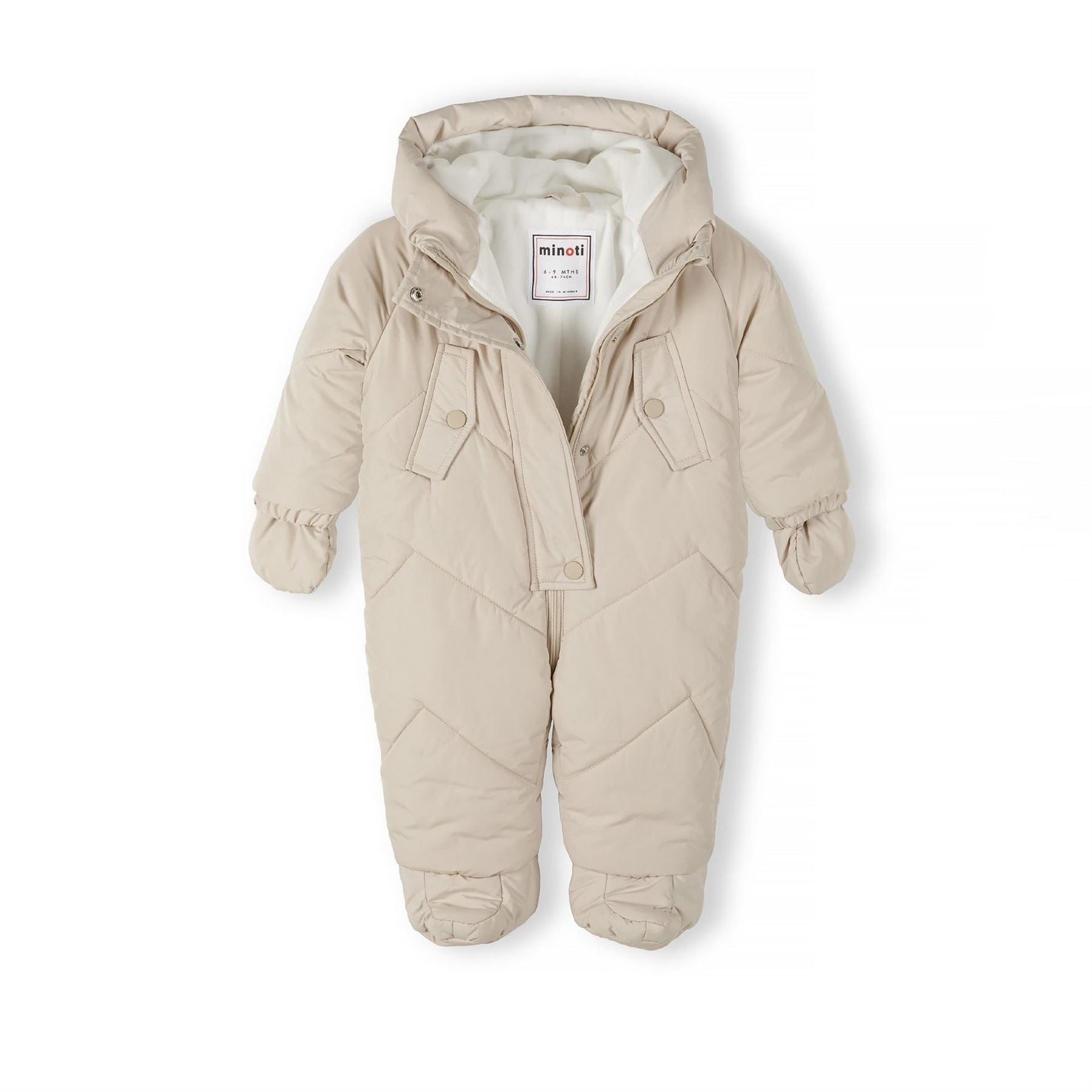 Minoti Boys Snowsuit With Ears Fleece Lining And Mittens Grey