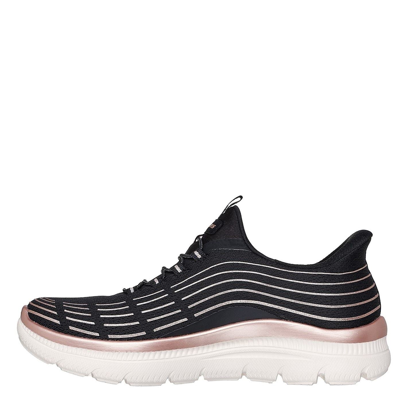 Skechers Womens Mesh Bungee Glitter 3d Print Integr Slip On Trainers