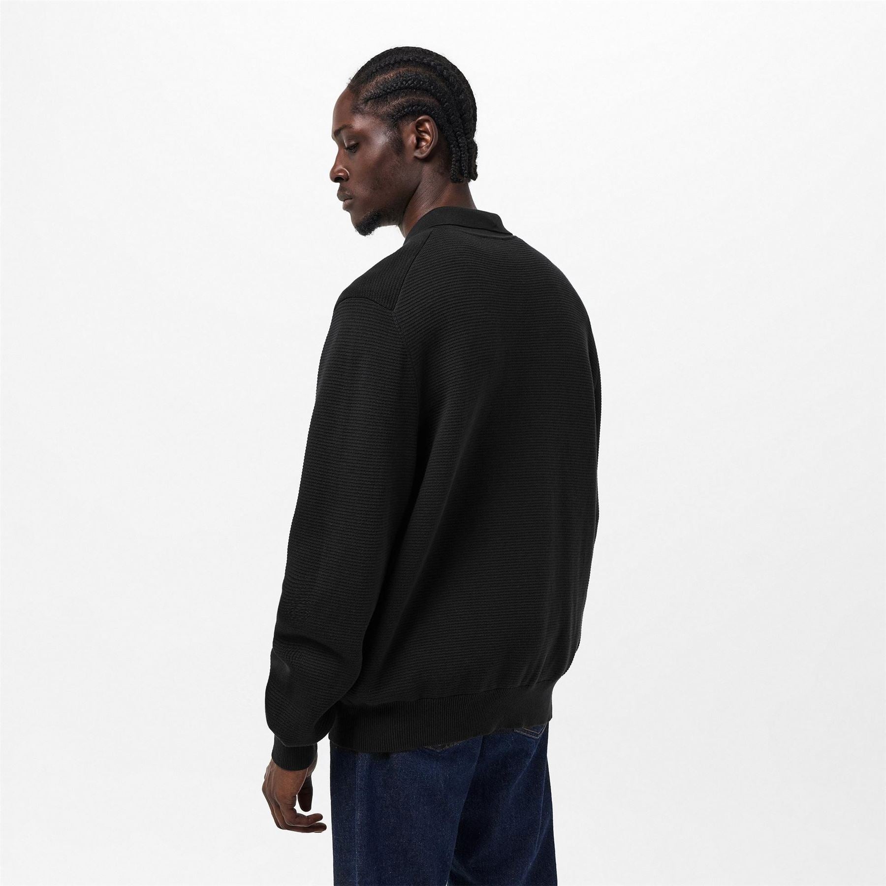 Hugo San Pauley Red Ribbed Tailored Fit Crew Neck Jumper