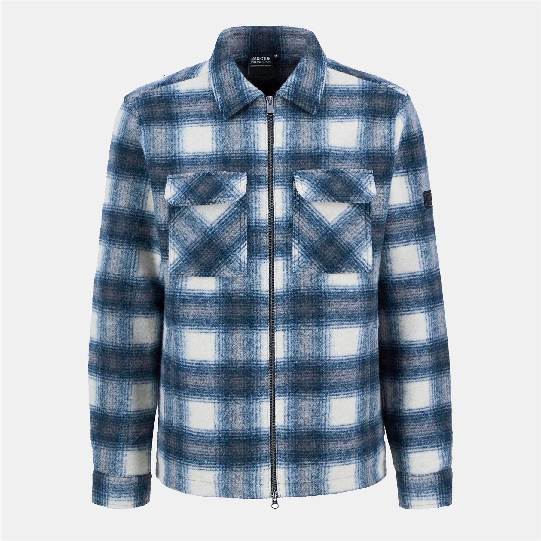 Barbour International Clayton Fleece Check Full Zip Long Sleeve Overshirt