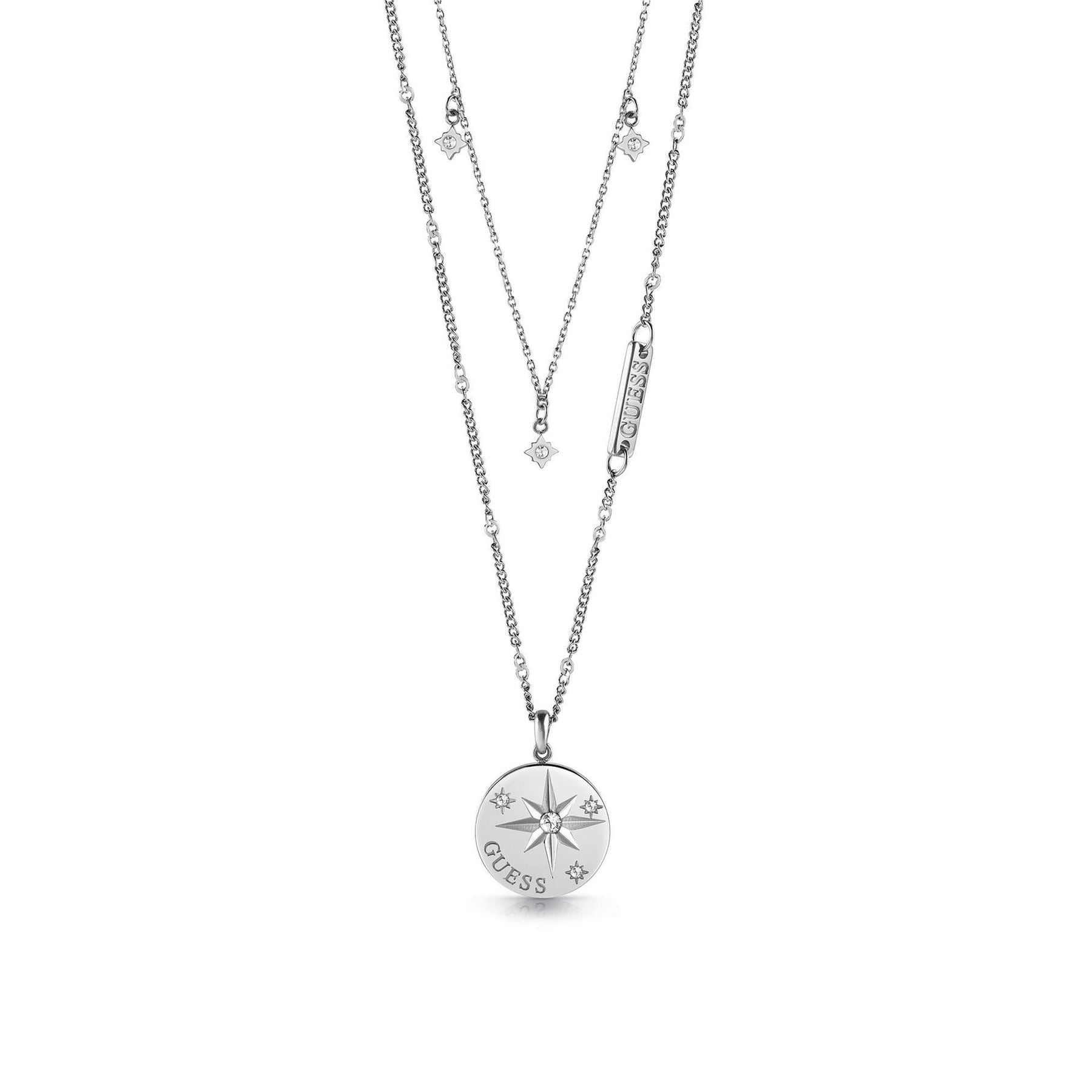 Guess Crystal Pendant Necklace with Logo