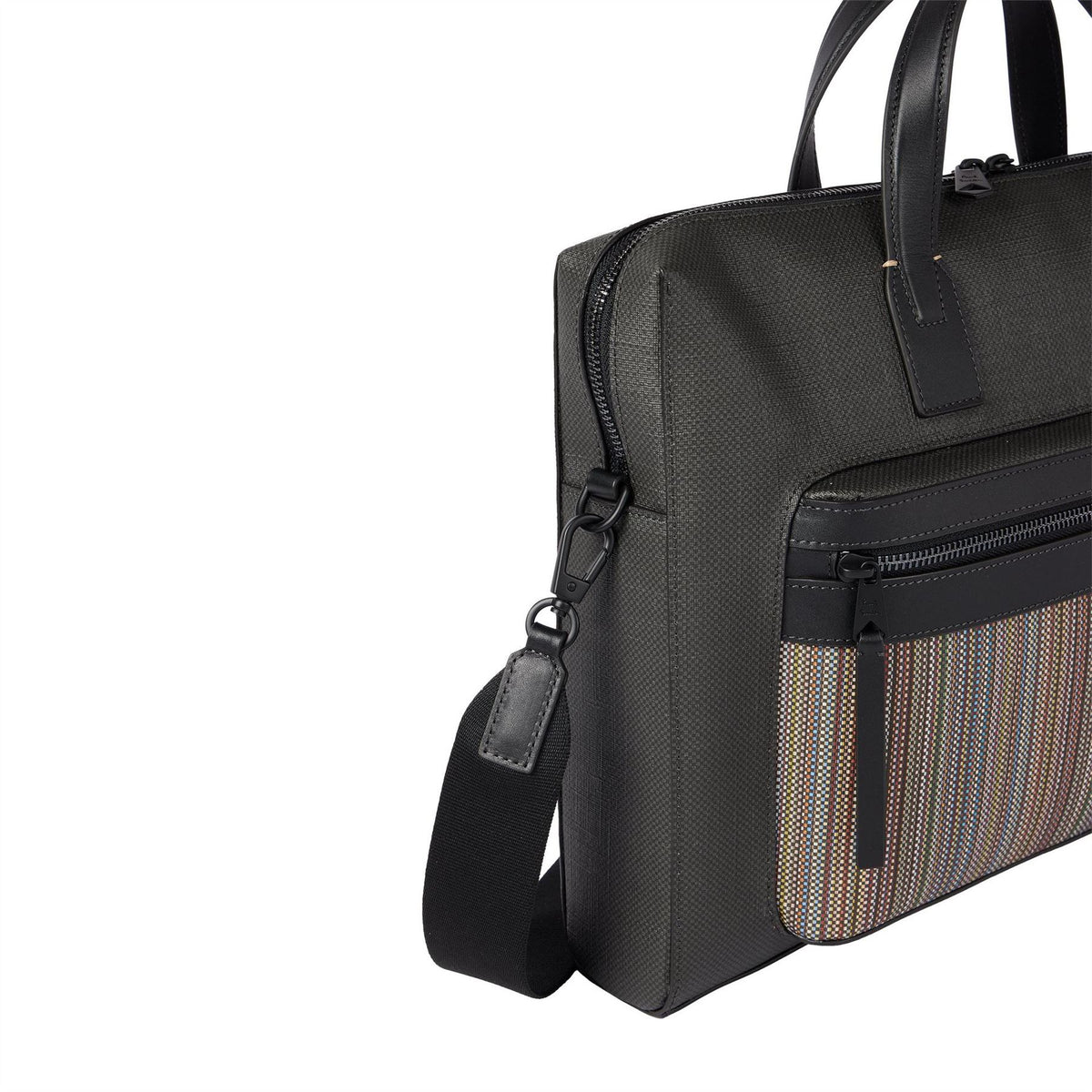 Paul Smith Striped Patterned Rectangle Briefcase with Logo