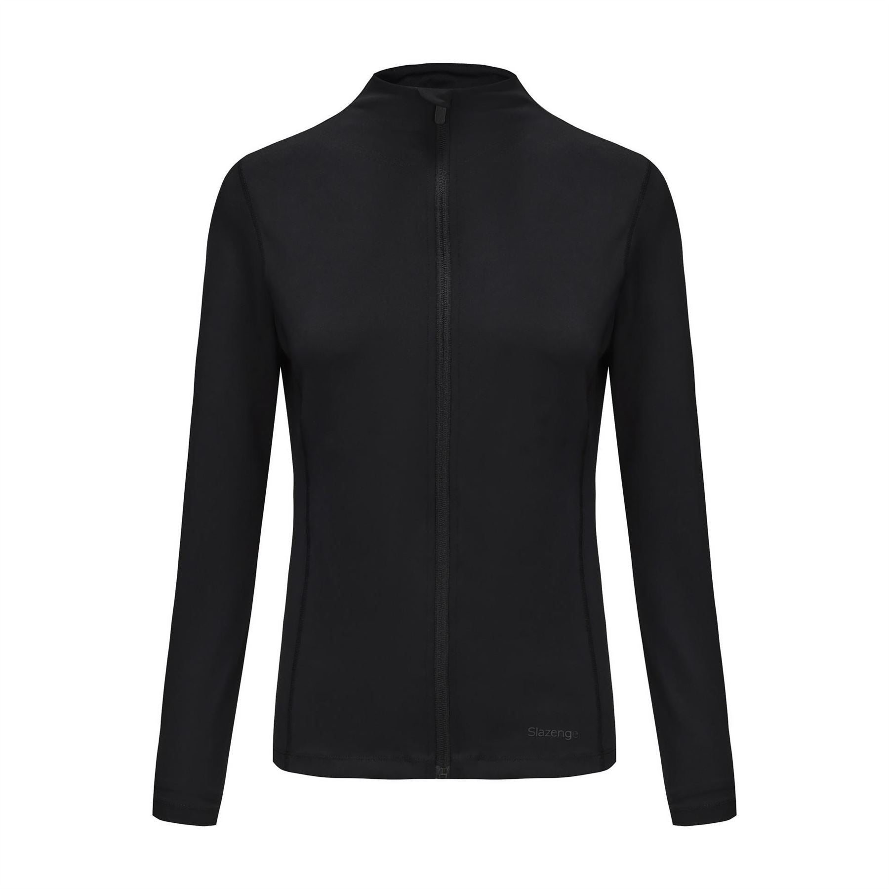 Slazenger Fitness Solid Patterned Full Zipper Band Collared Track Jacket
