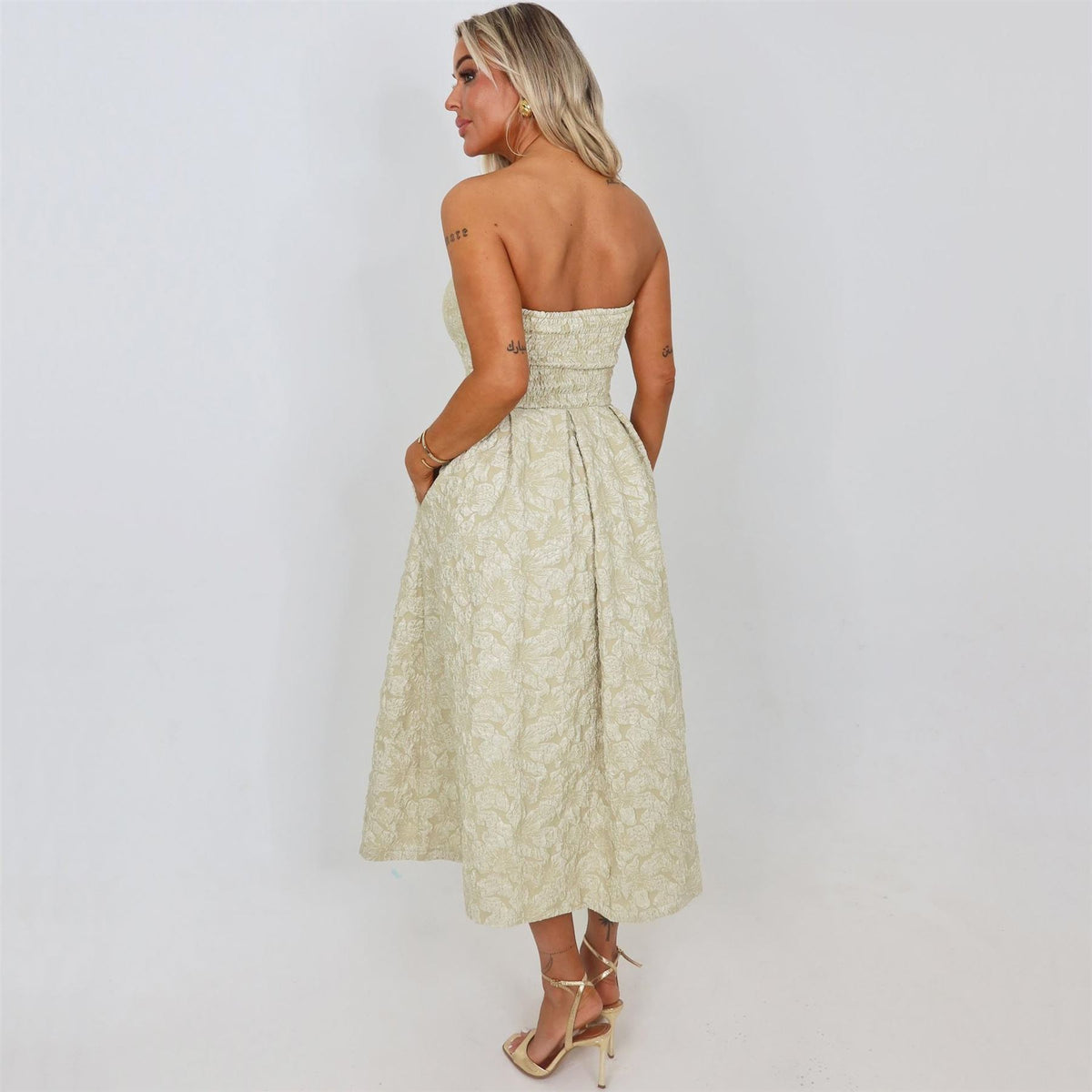 AX Paris Floral Jacquard Bandeau A Line Midi Dress