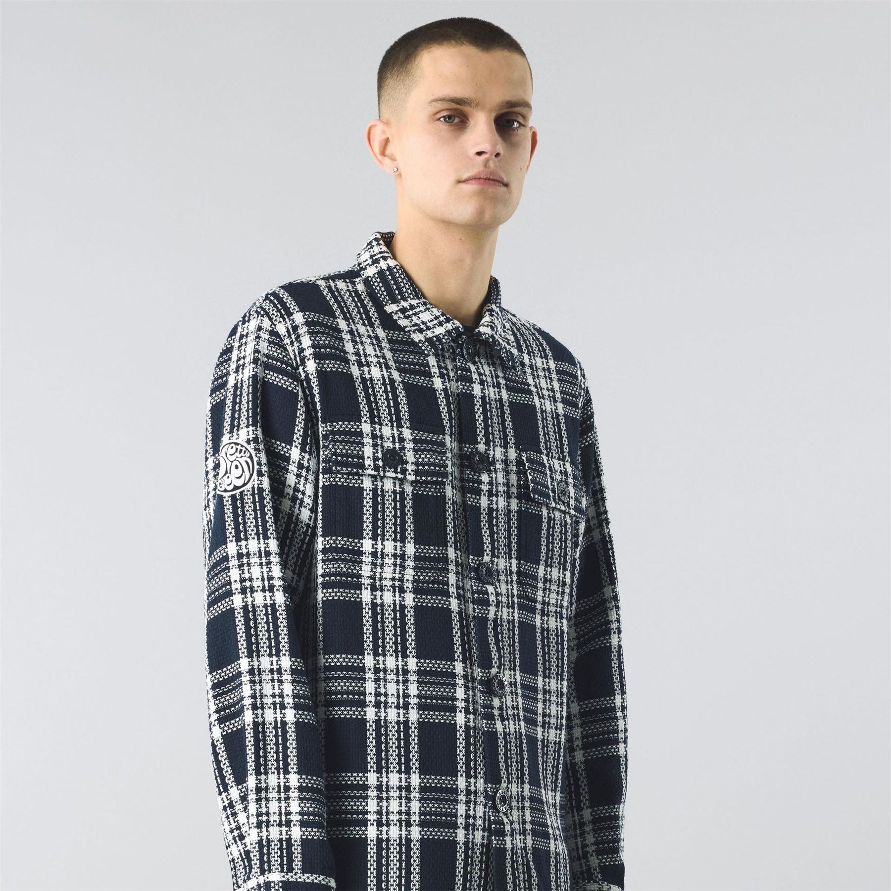 Pretty Green Plaid Snap Button Overshirt