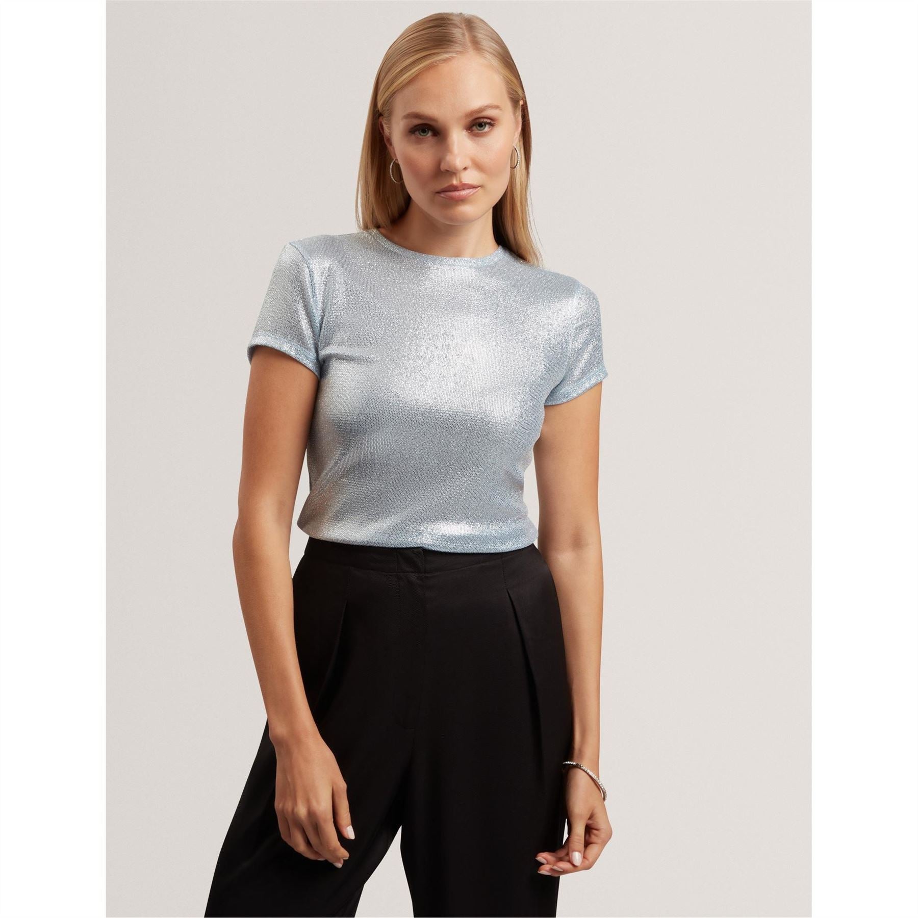 Ted Baker Metallic Crew Neck Short Sleeve Slim Fit T-Shirt