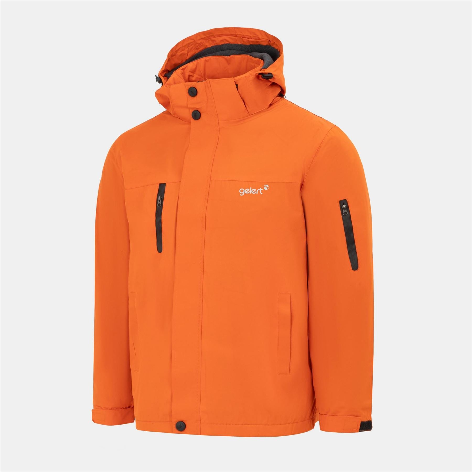 Gelert Hooded Snap Button Solid Patterned Parka Jacket with Zipped Pocket