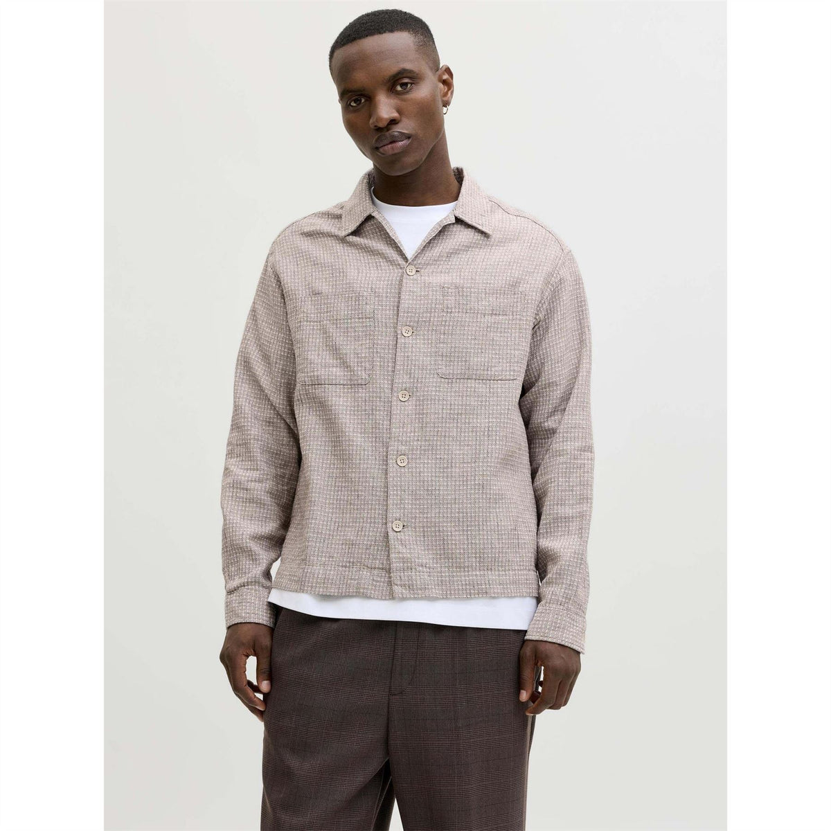 Jack and Jones Jprblamatt Linen Blend Long Sleeve Overshirt