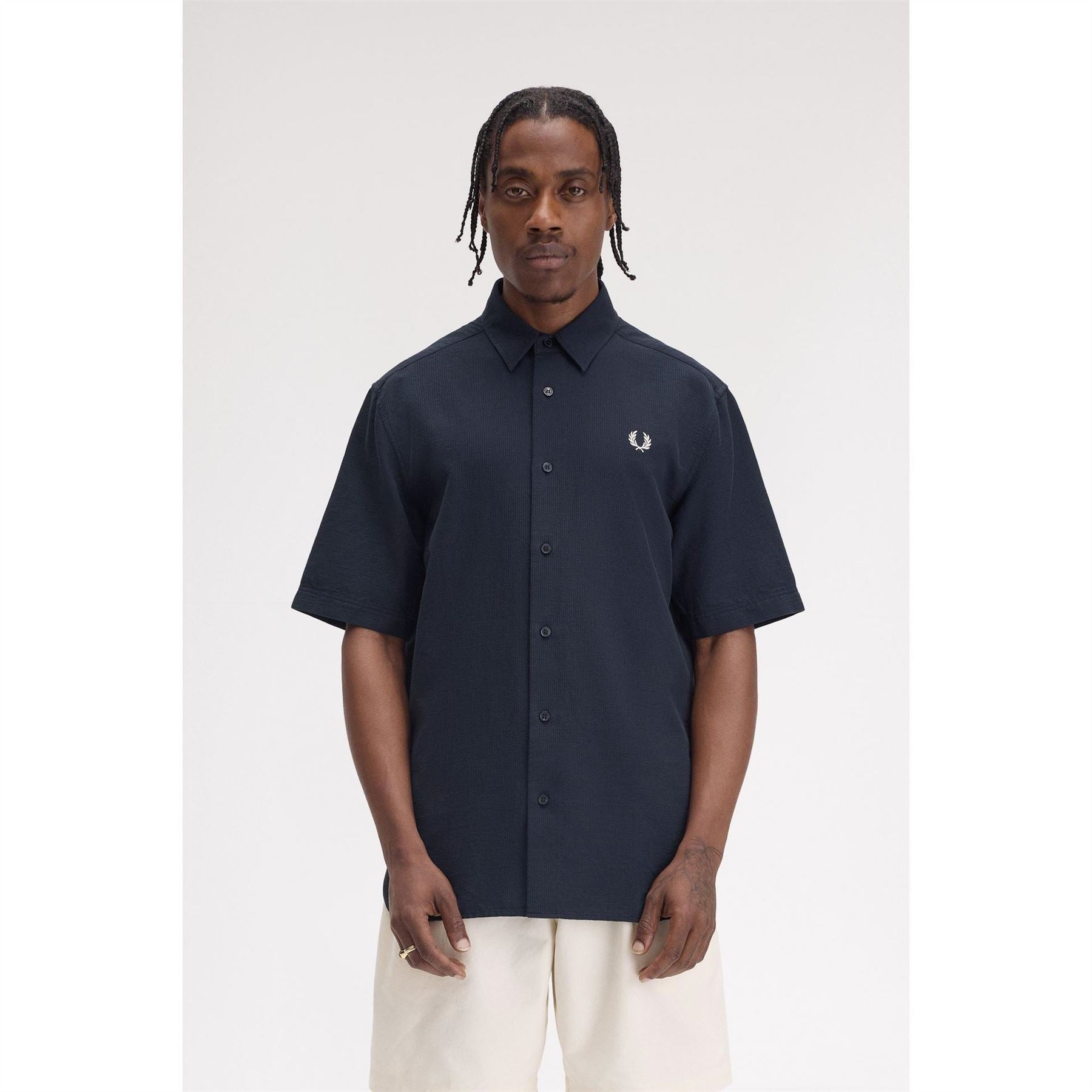 Fred Perry Seersucker Short Sleeve Patterned Shirt
