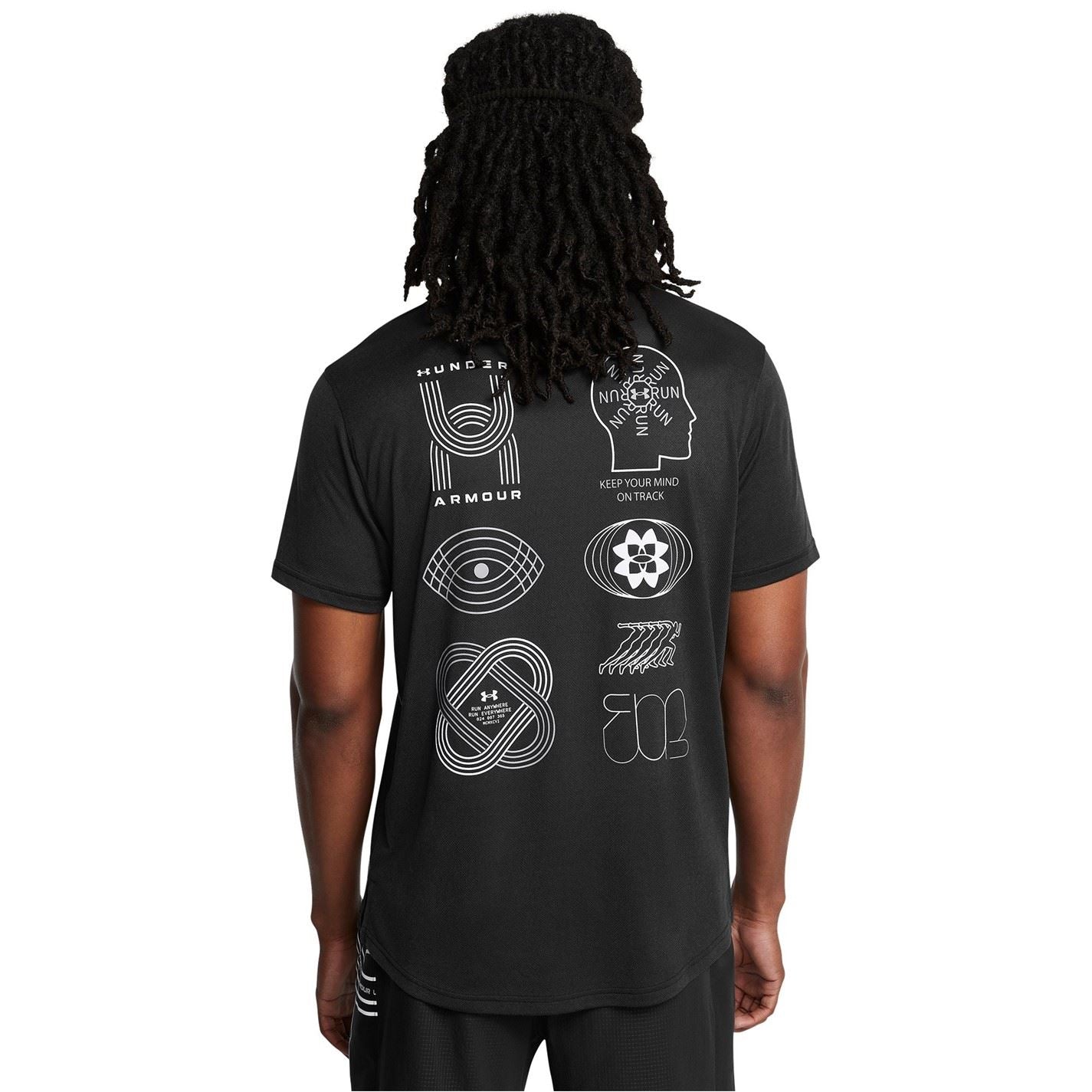 Under Armour Run Graphic Lettering Crew Neck Athletic Top